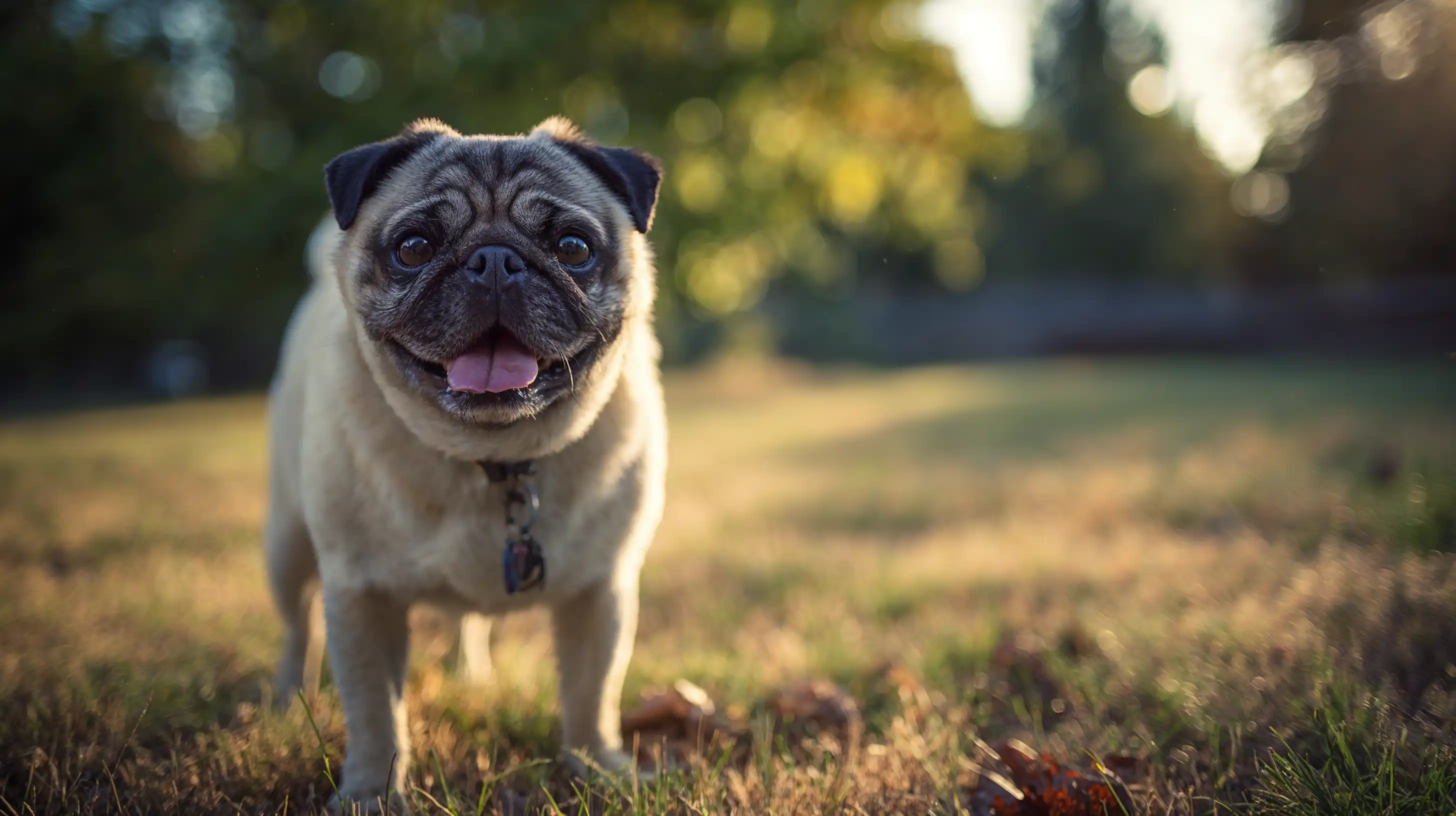 Chien Carlin dans un champs