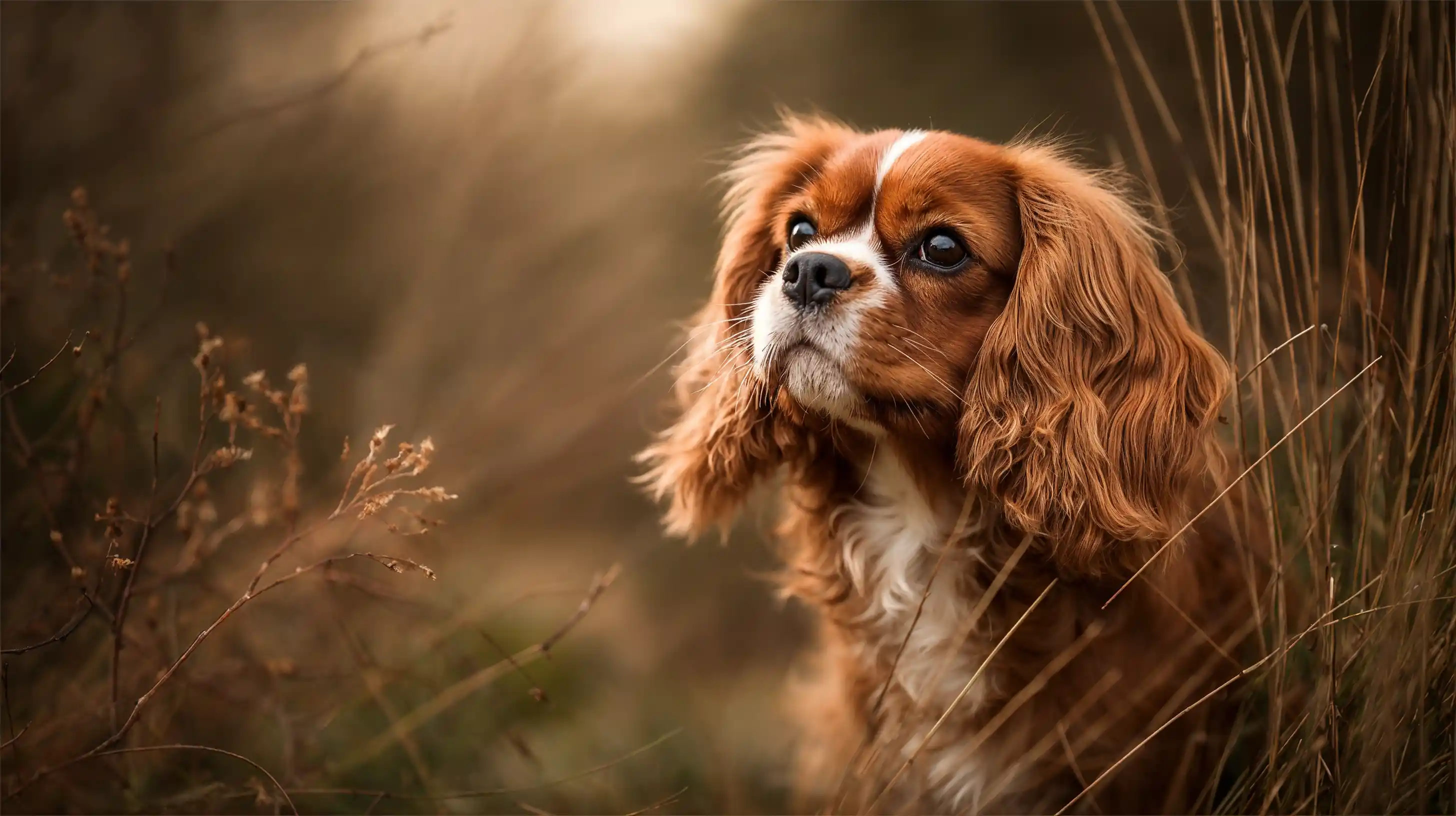 Cavalier King Charles dans un champs
