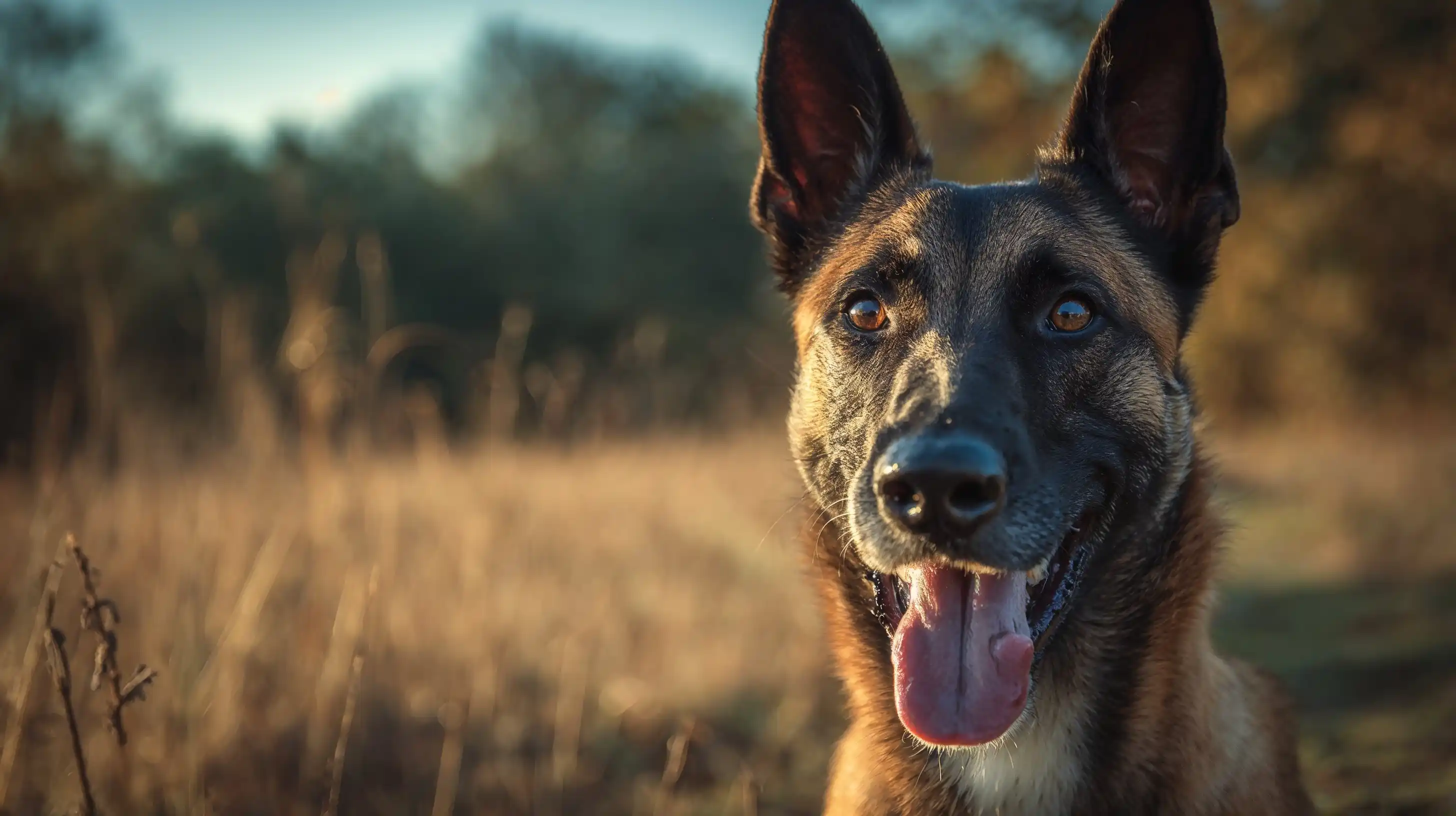 Berger Belge Malinois dans un champs de blé