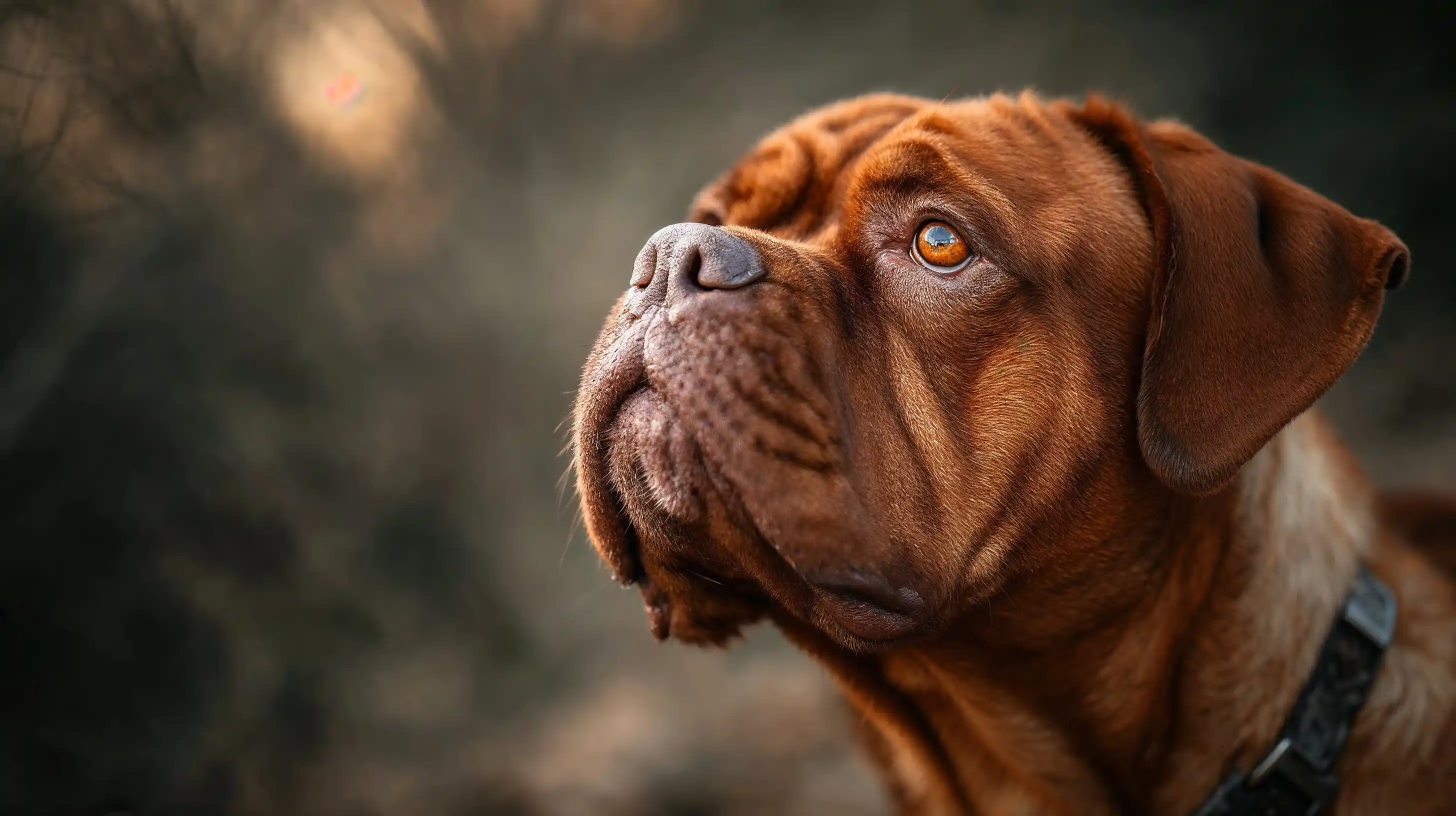 Dogue de Bordeaux dans un champ 
