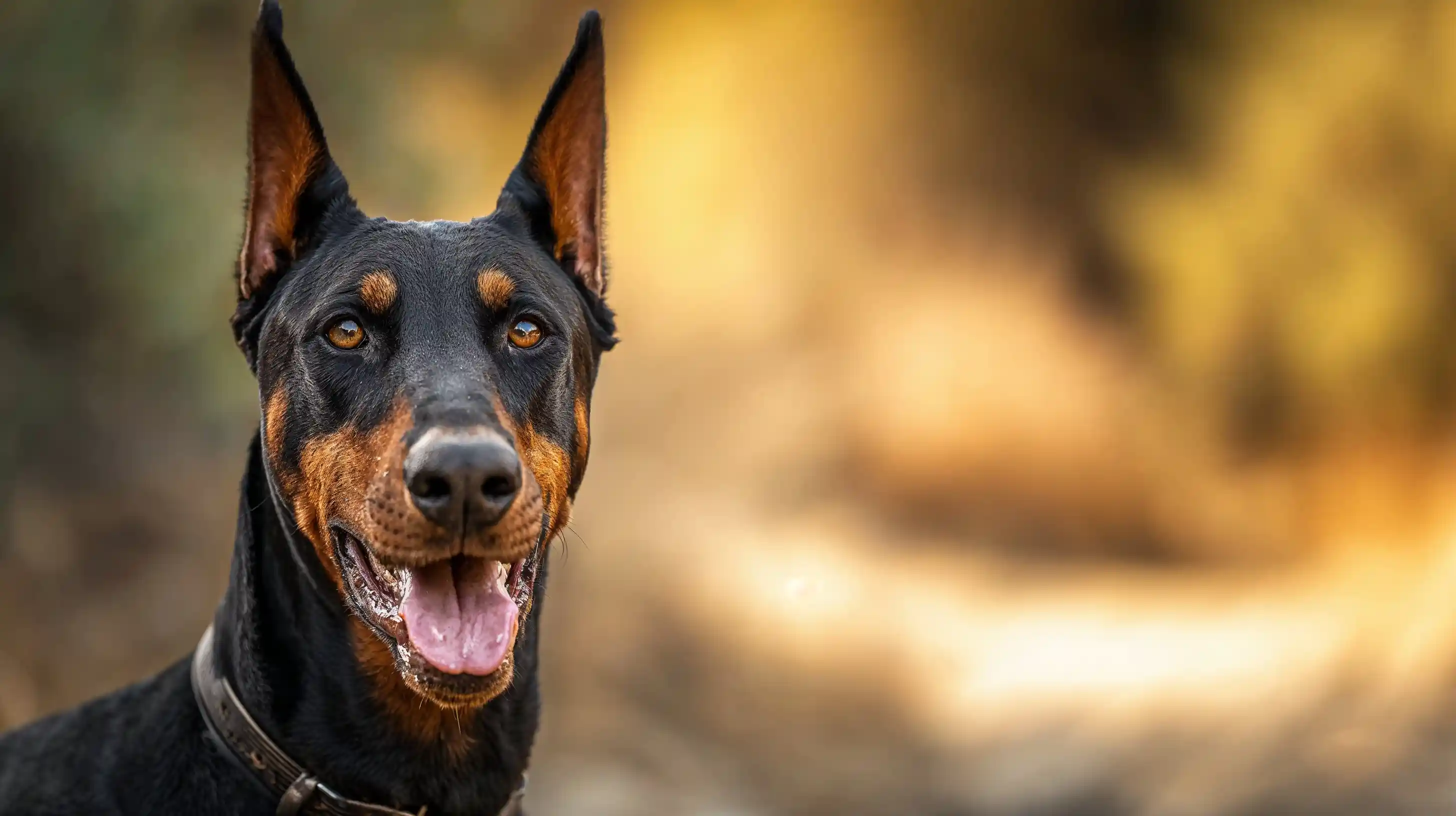 dobermann dans un champs