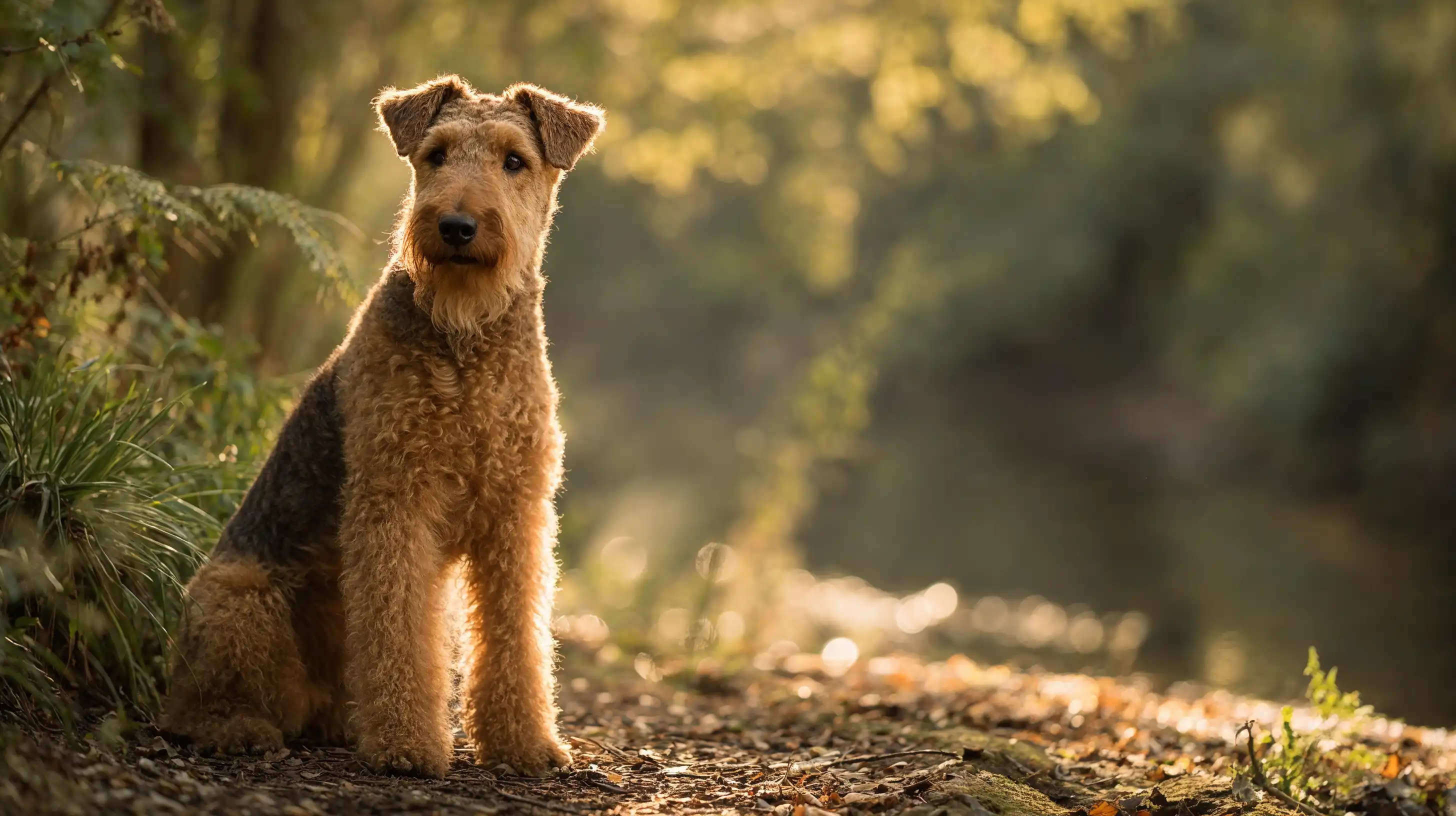 Airedale dans un champs