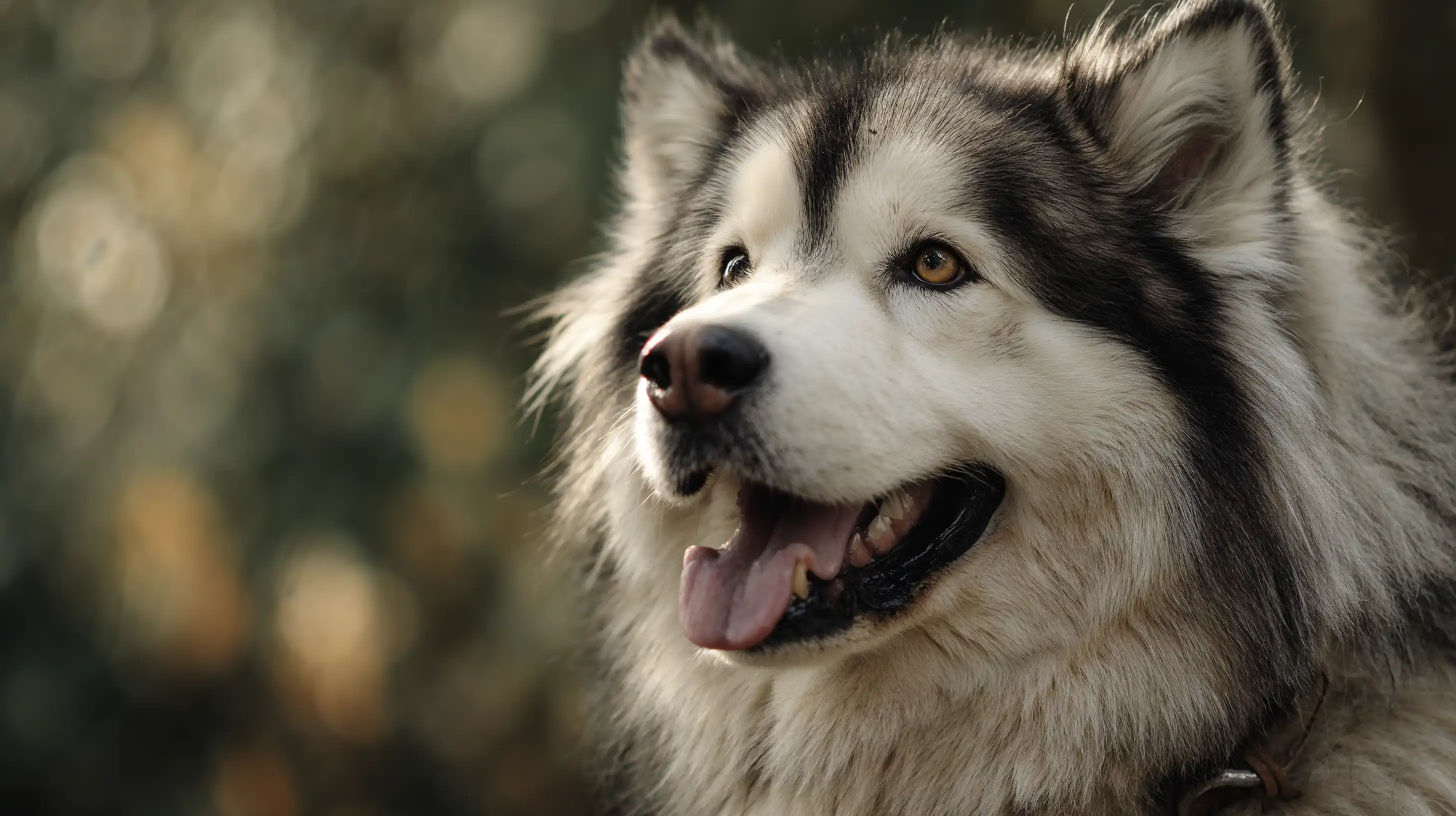 Alaskan Malamute dans un champs