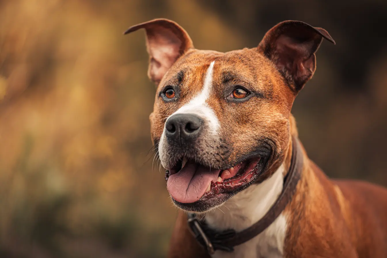 American-Staffordshire-Terrier dans un champs