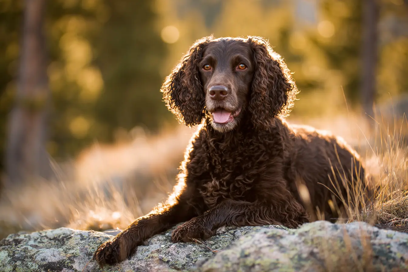 American-Water-Spaniel dans un champs