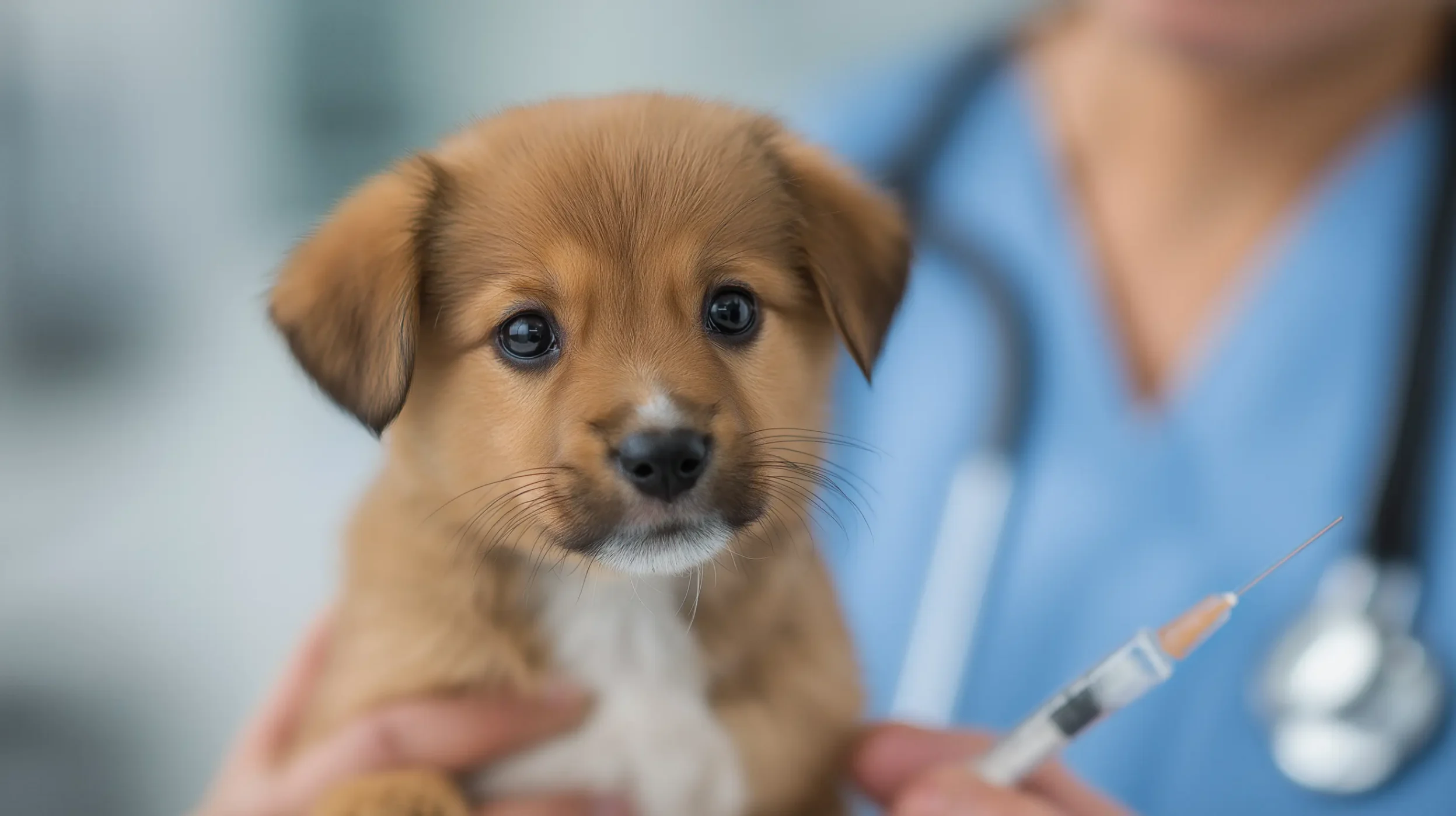 prise de sang pour un petit chiot