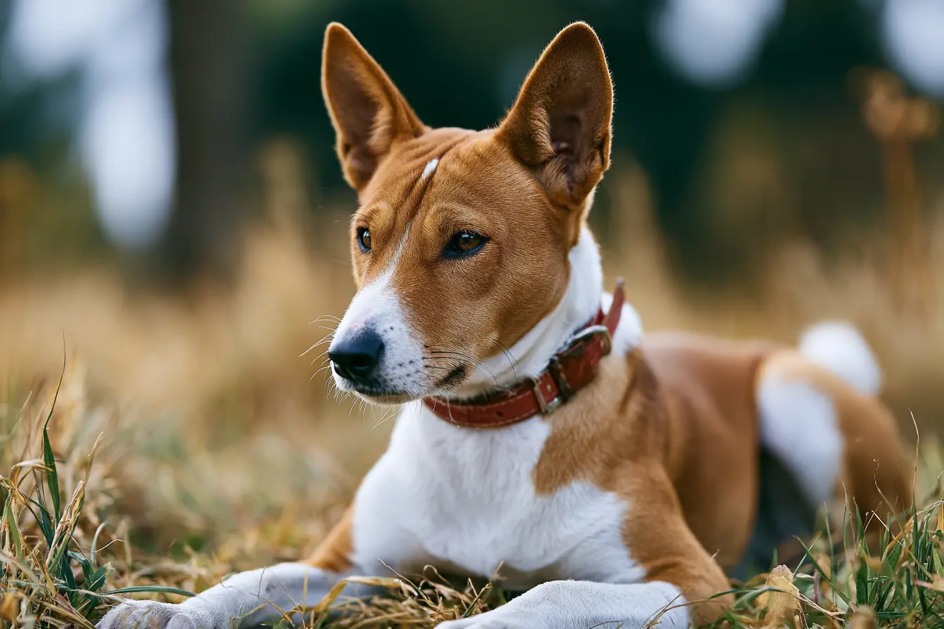 Basenji dans un champs