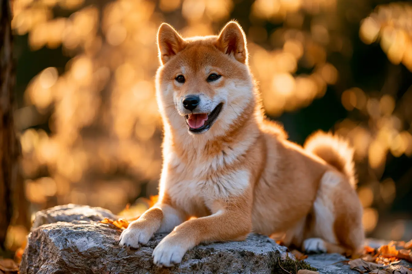 Shiba-Inu sur un rocher