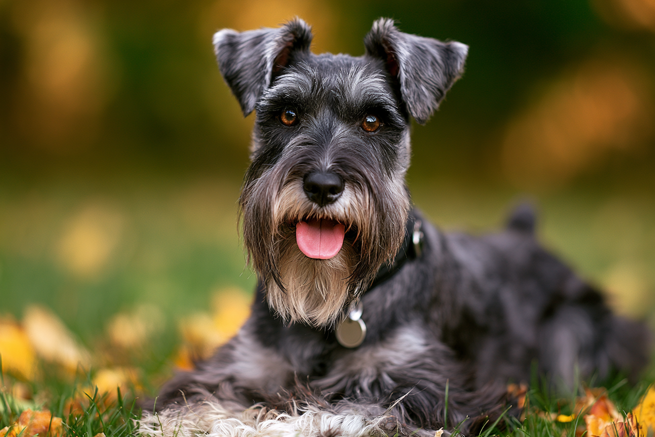 Schnauzer Moyen dans un champs