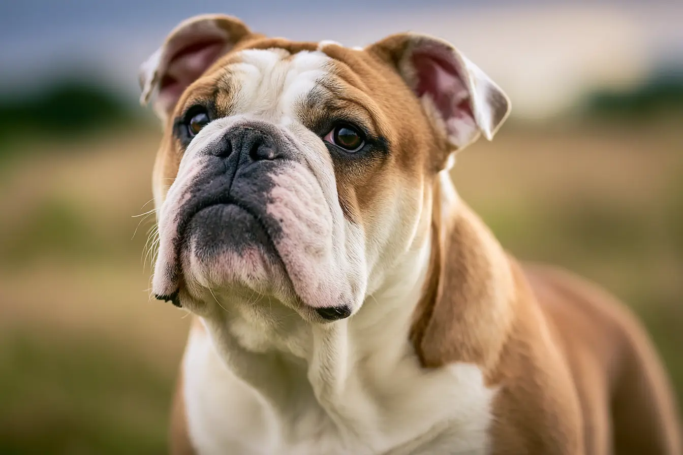 Bouledogue Américain dans un champs