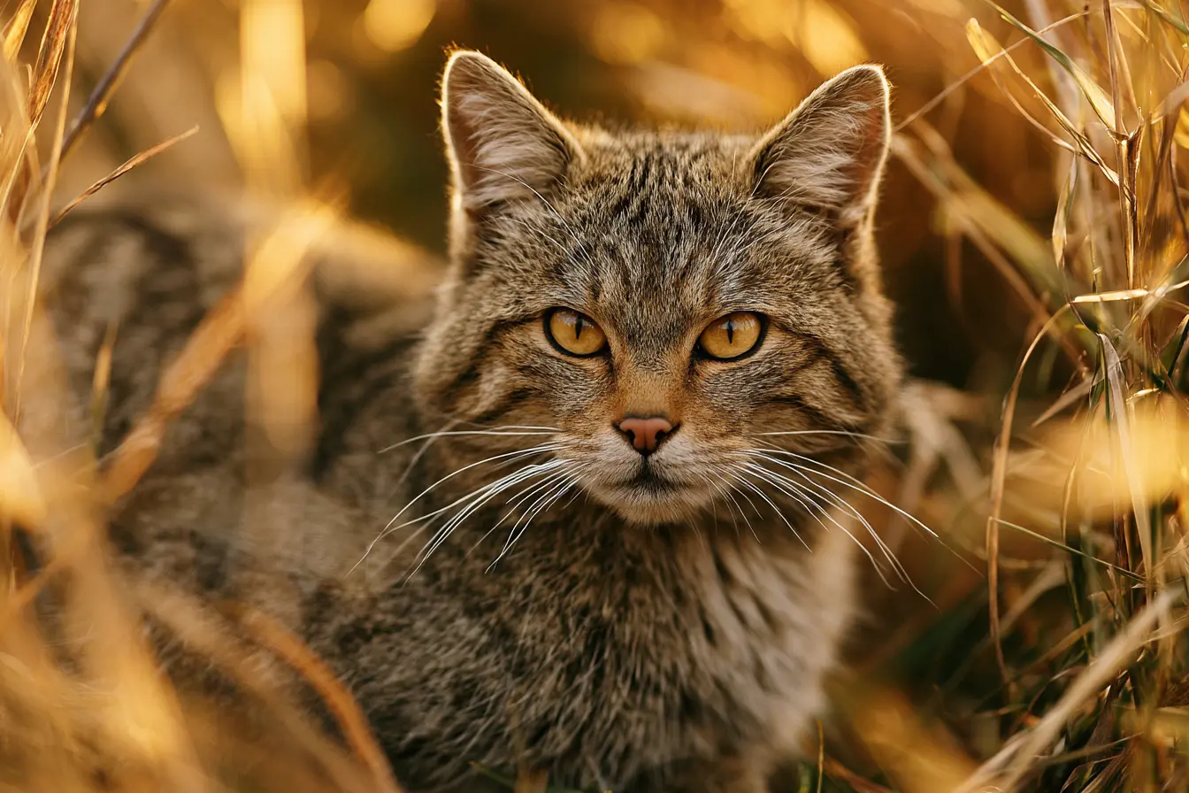 Chat Sauvage d'Europe dans un champ de blé