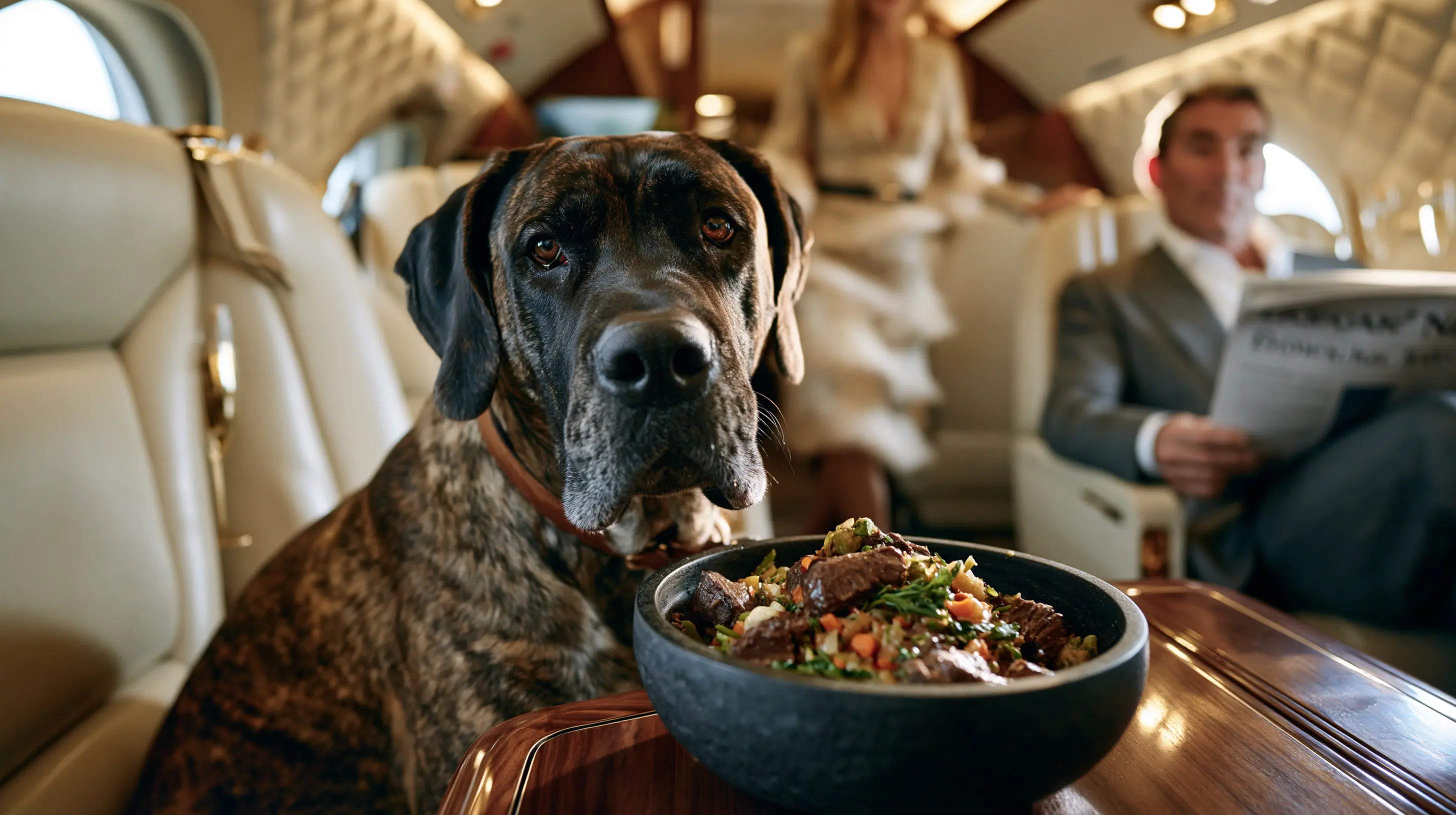 un voyageur avec son chien dans un train 