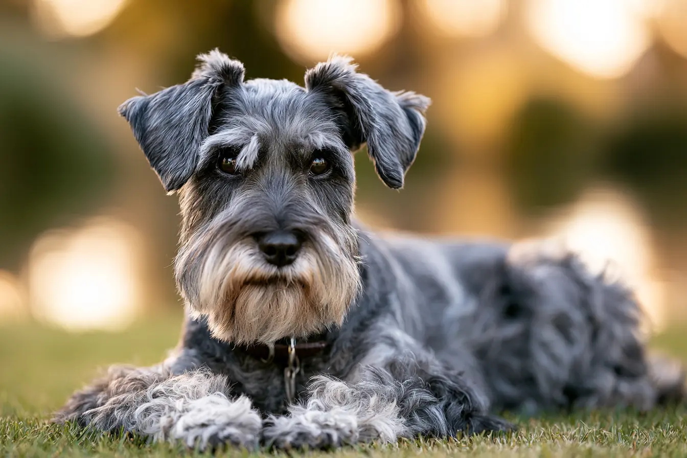 Cesky Terrier dans un champs