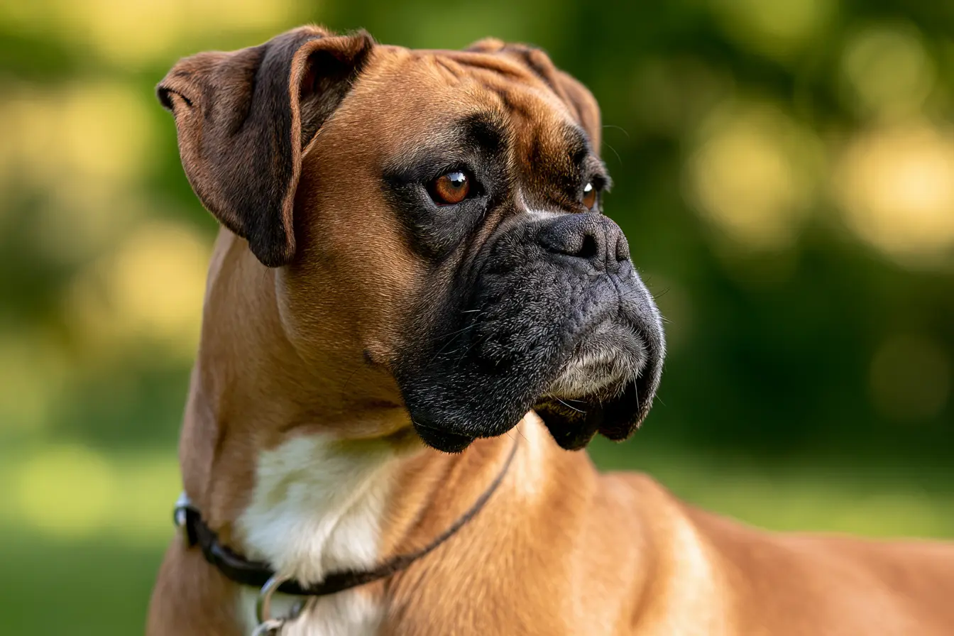 Boxer dans un champ face caméra