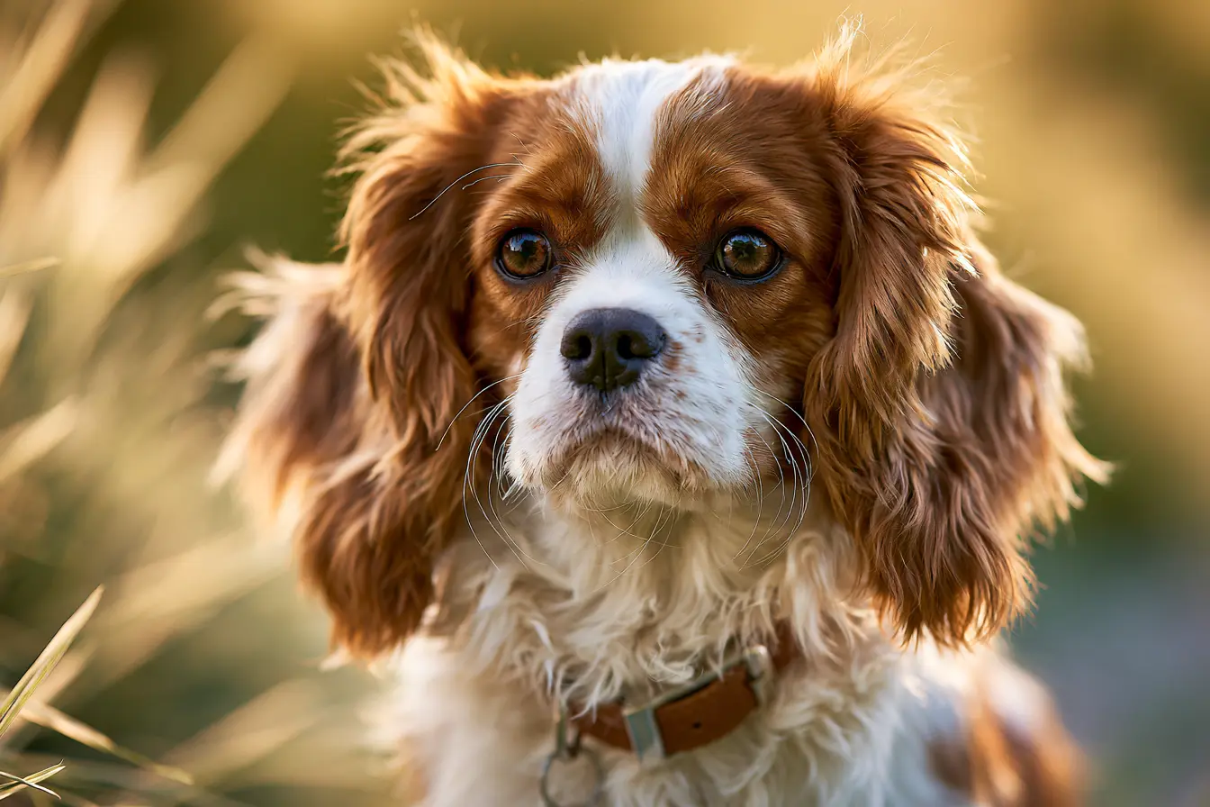Cavalier King Charles dans un champs