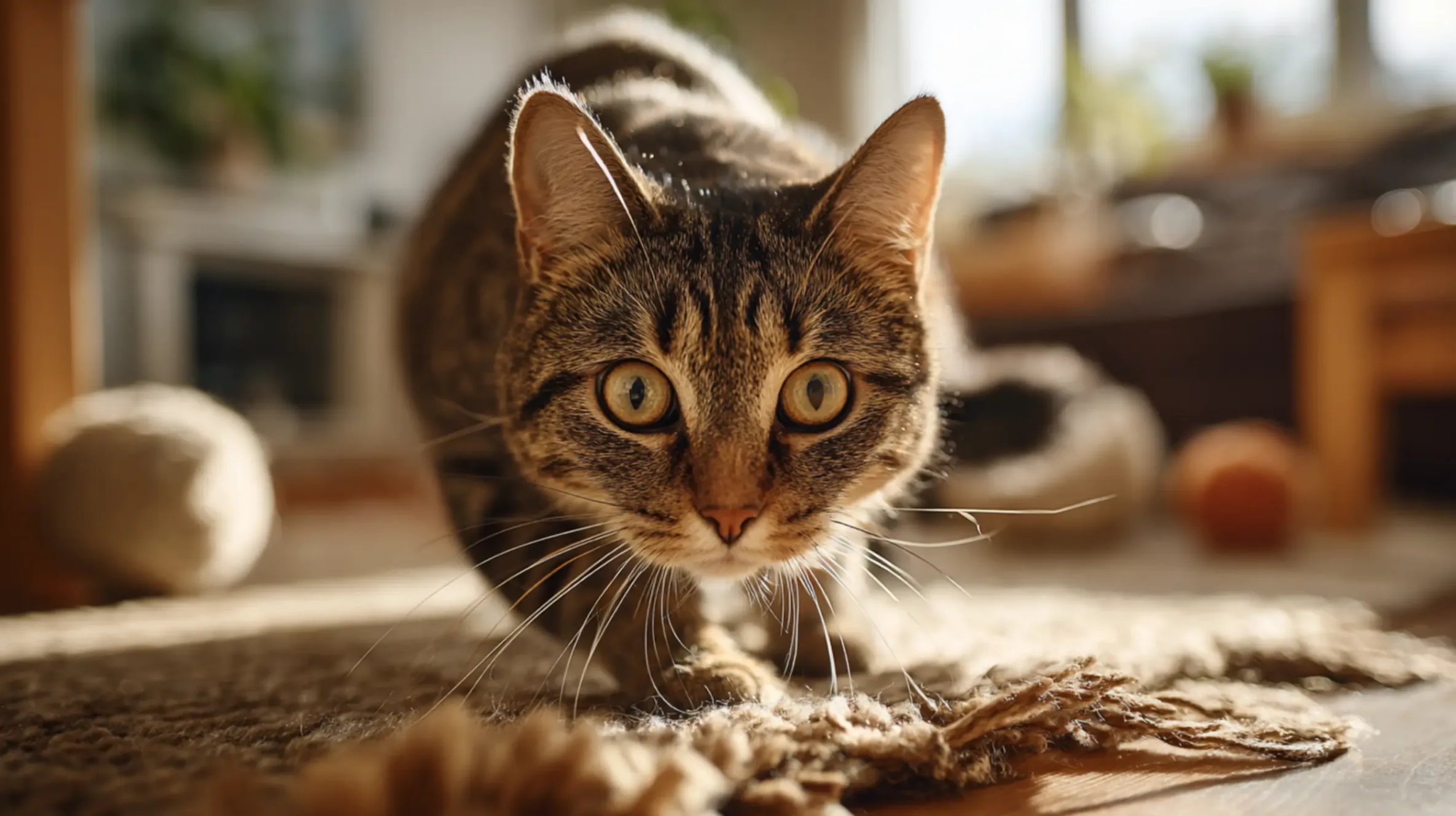 Un zoom sur un chat en approche