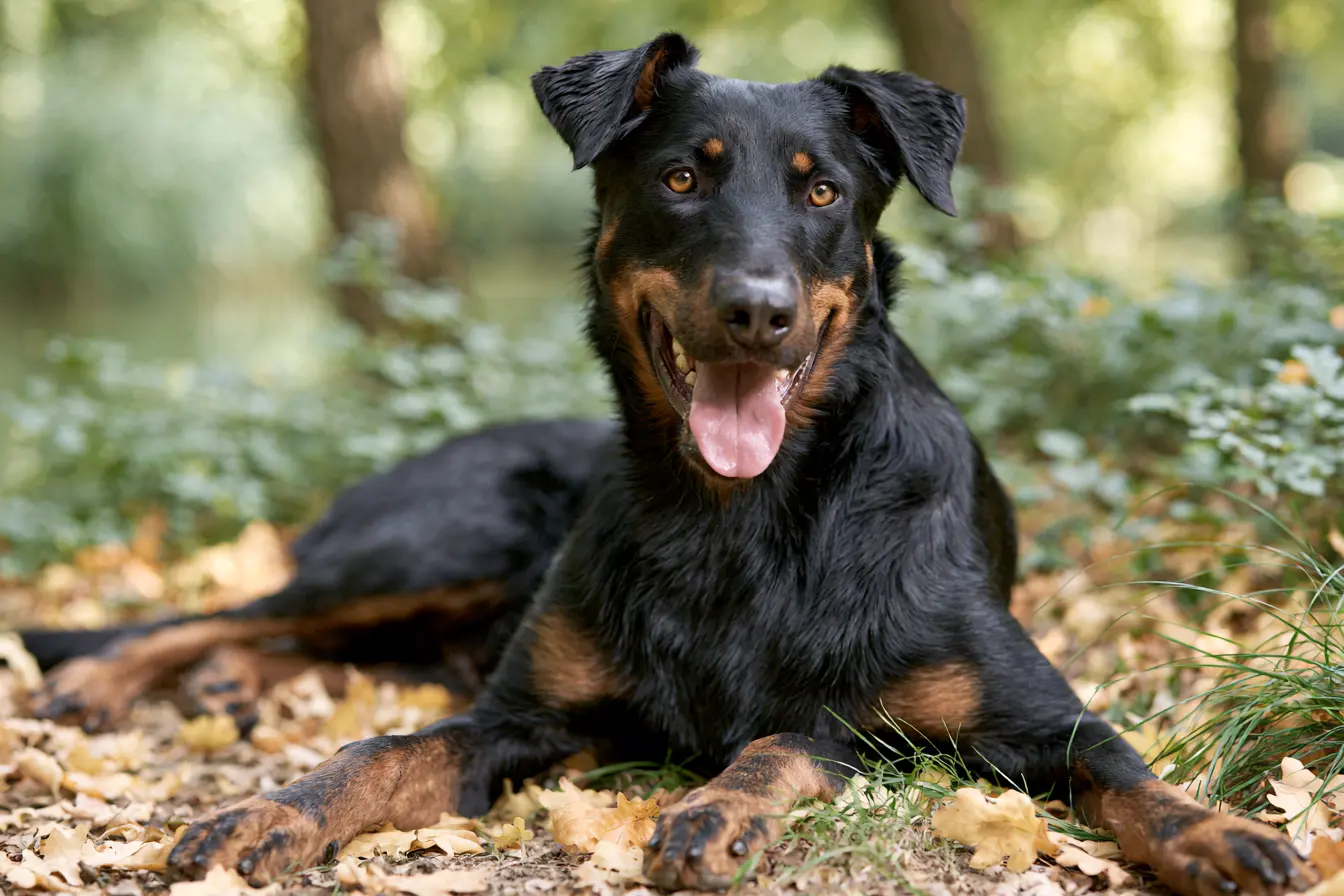 Beauceron dans une forêt