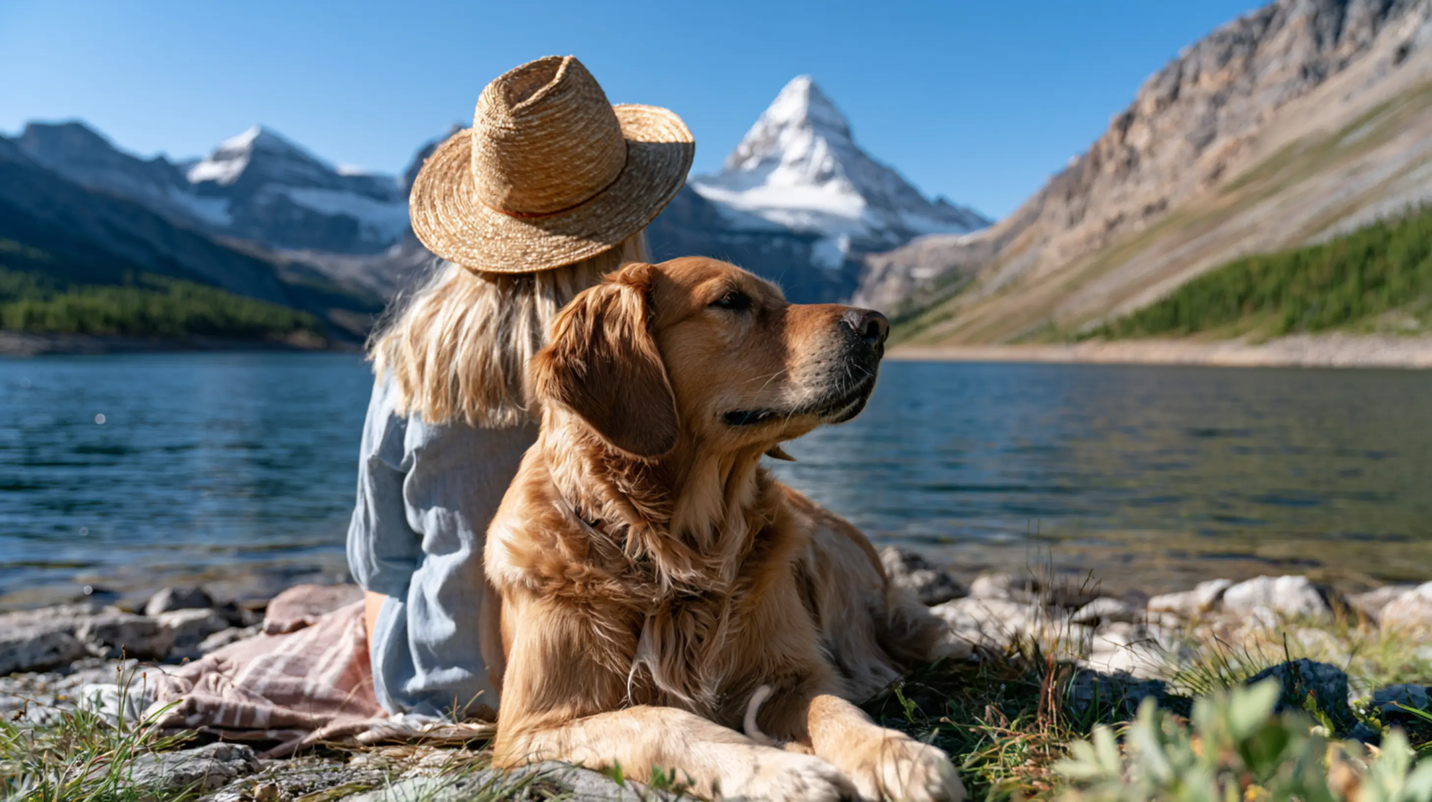 une ballade près du lac avec son labrador décor montagnard