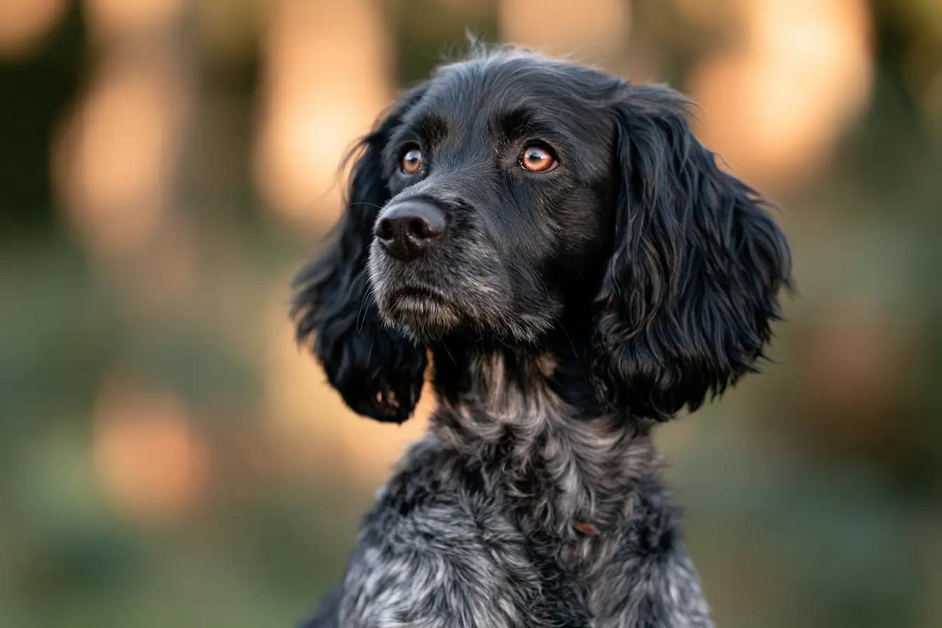 Blue Picardy Spaniel. face caméra