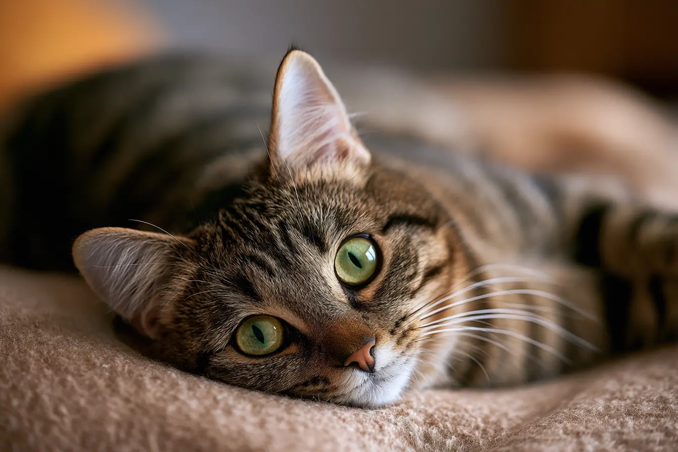 tabby cat face caméra