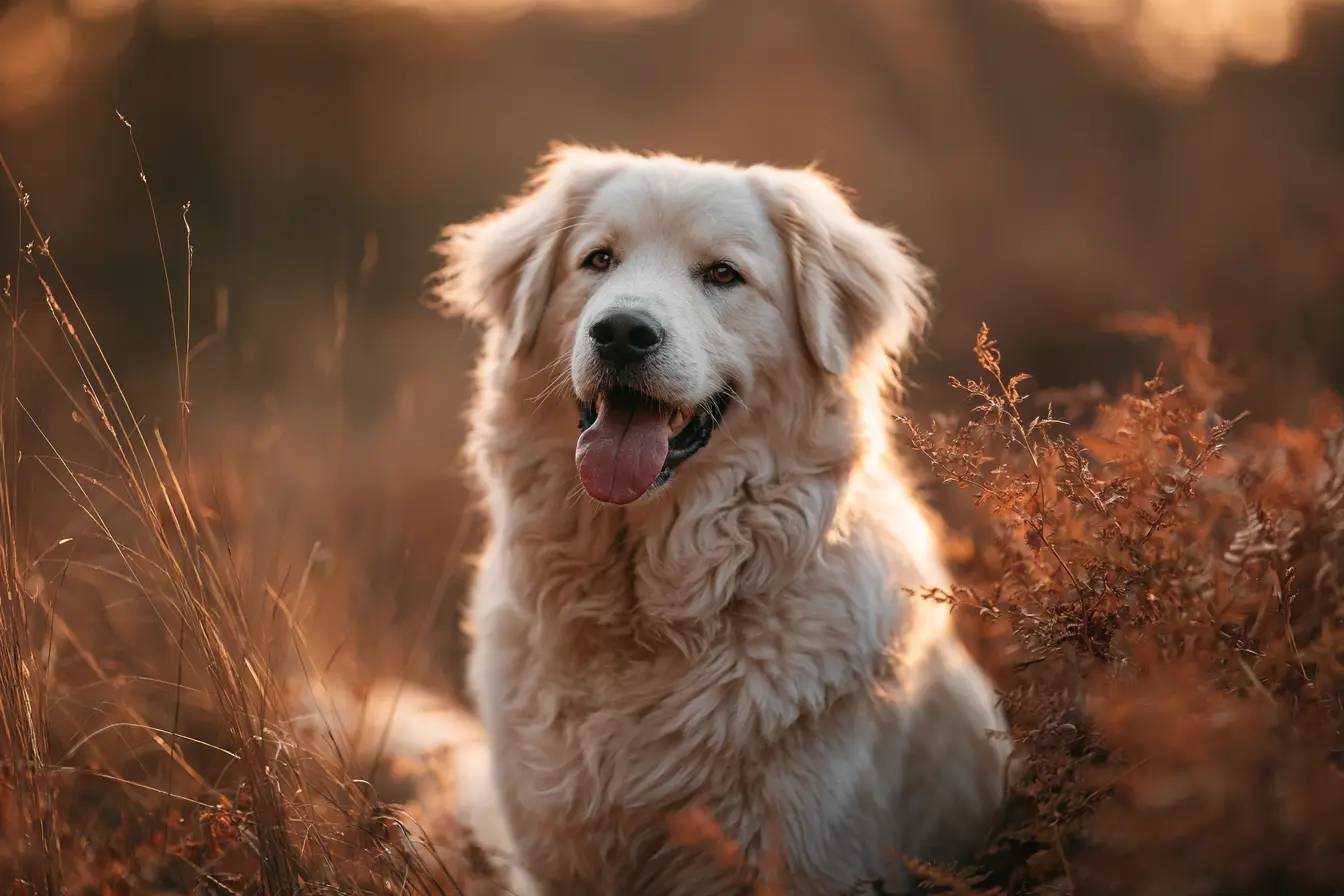 Maremma and Abruzzo Shepherd dans un champ