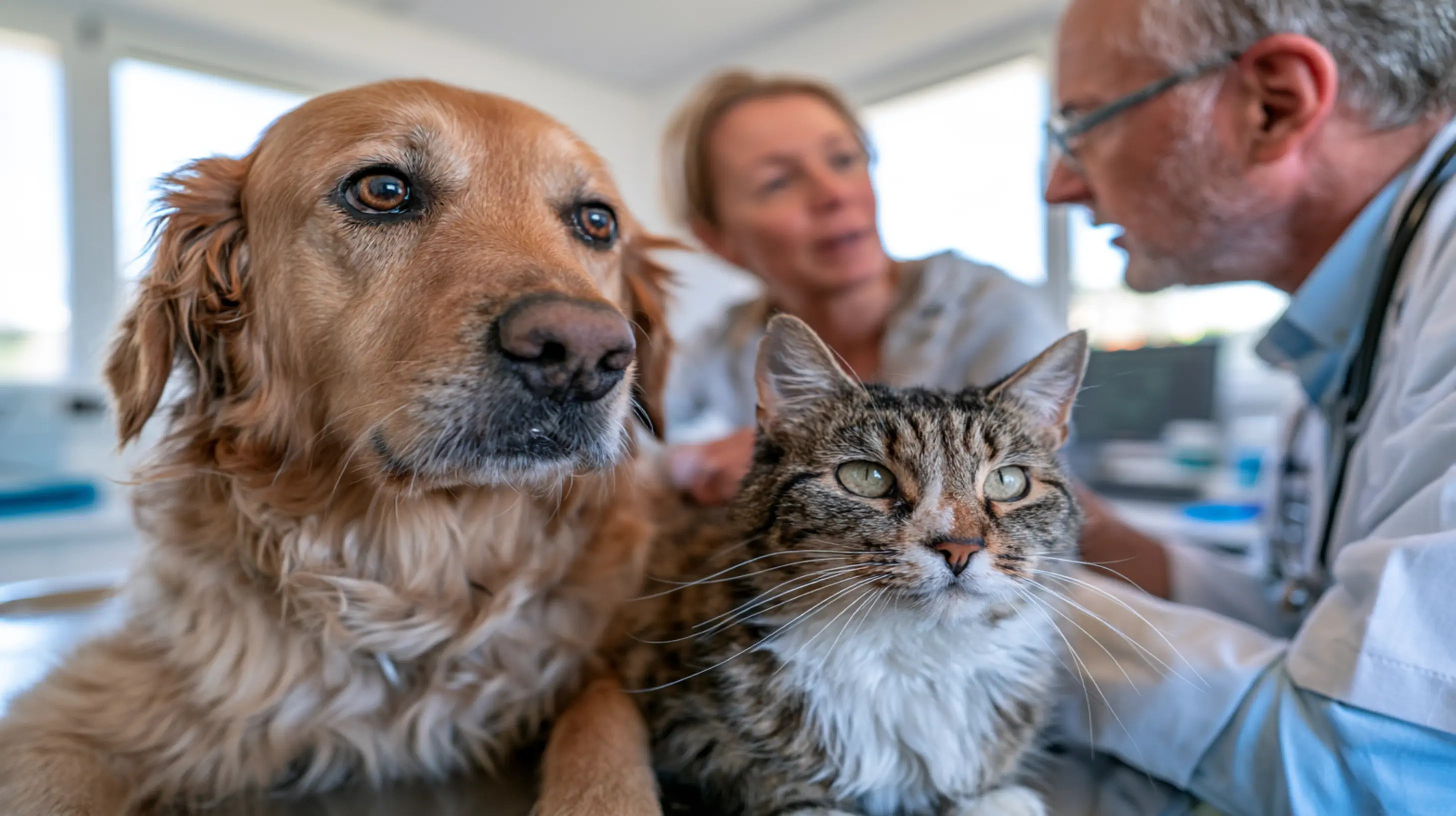 chien et chat en consultation chez le vétérinaire our un contrôle