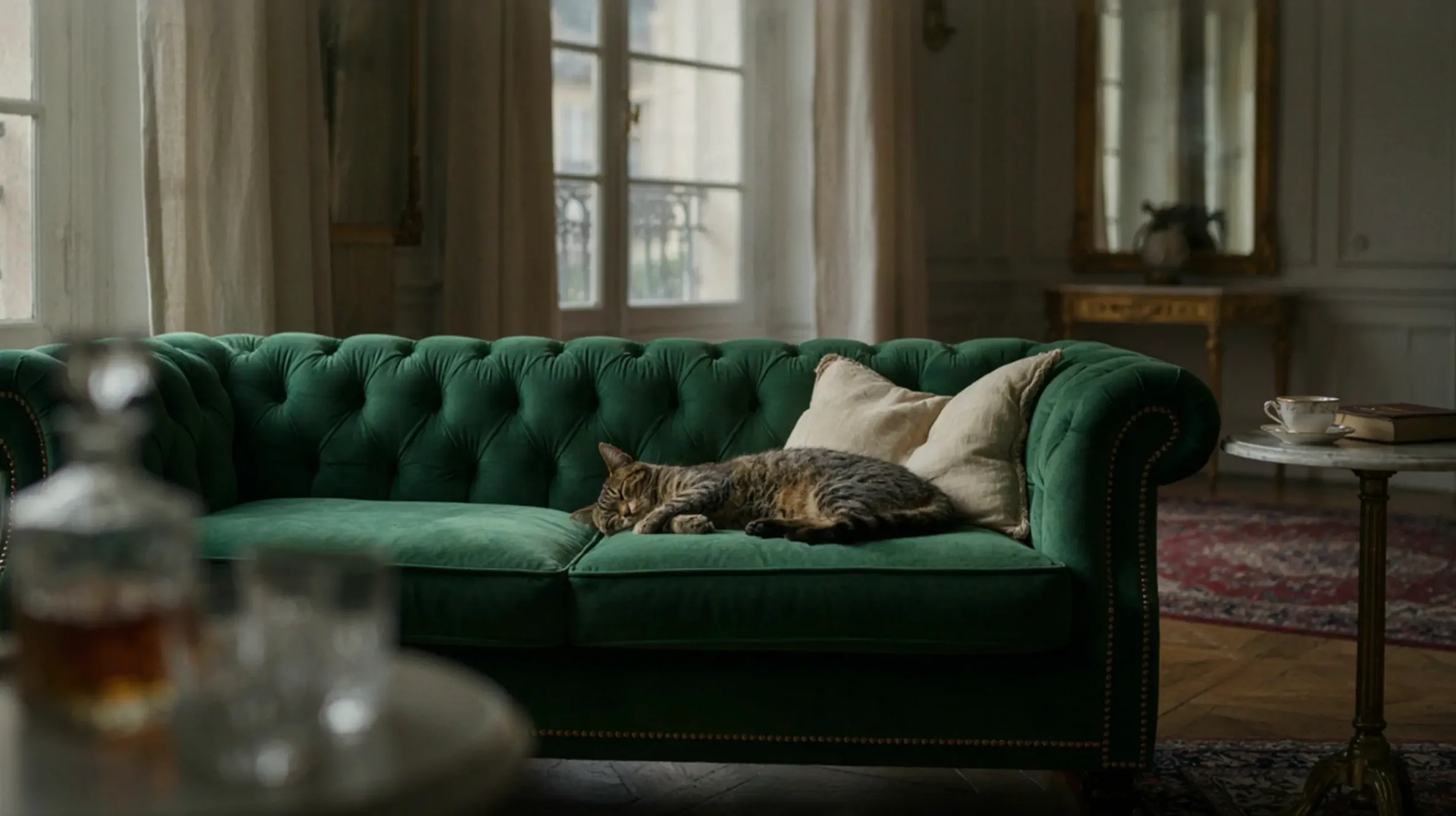 chat dans un canapé qui dort