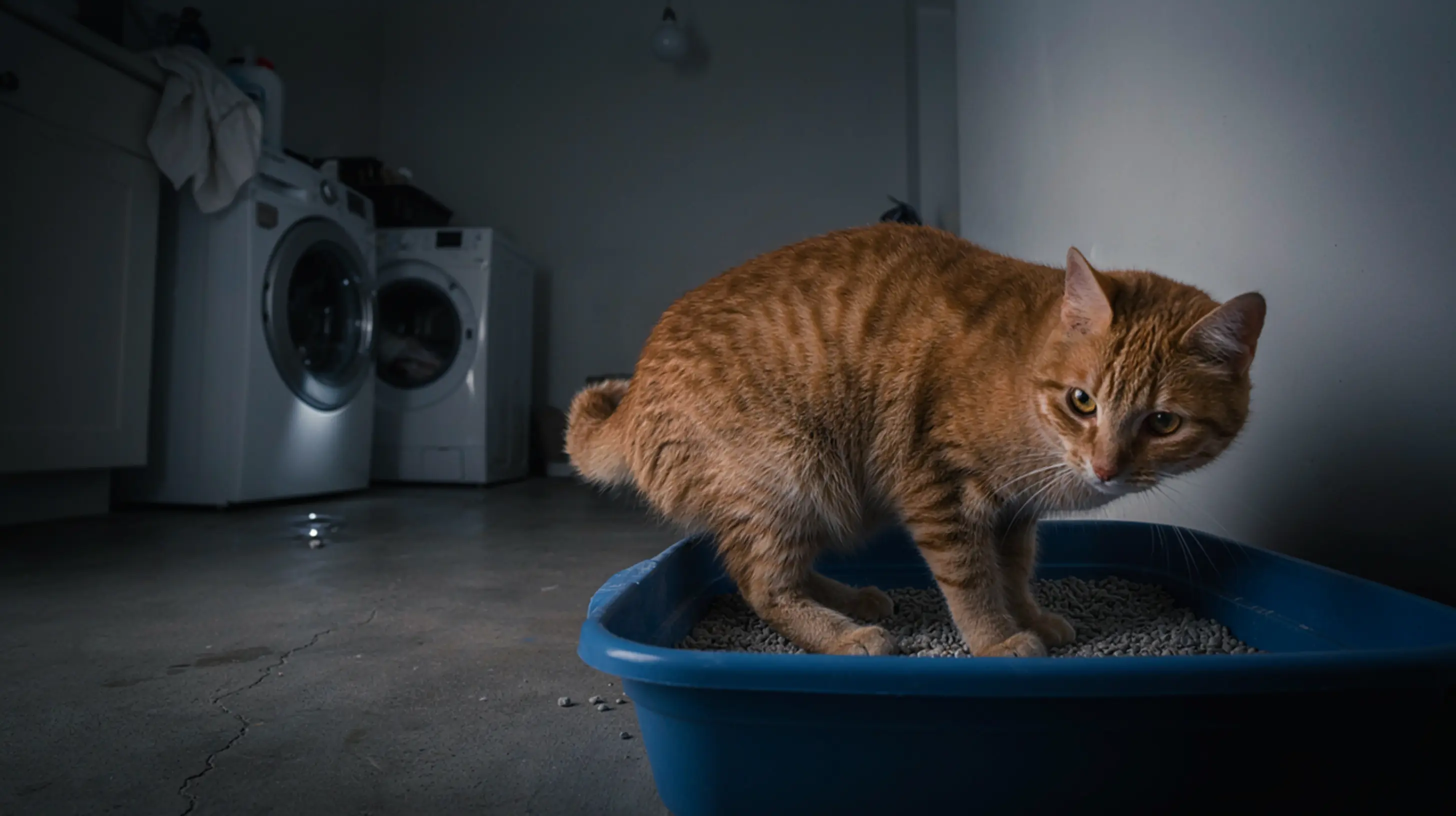 un chat qui essaye de faire ces besoins dans un litière