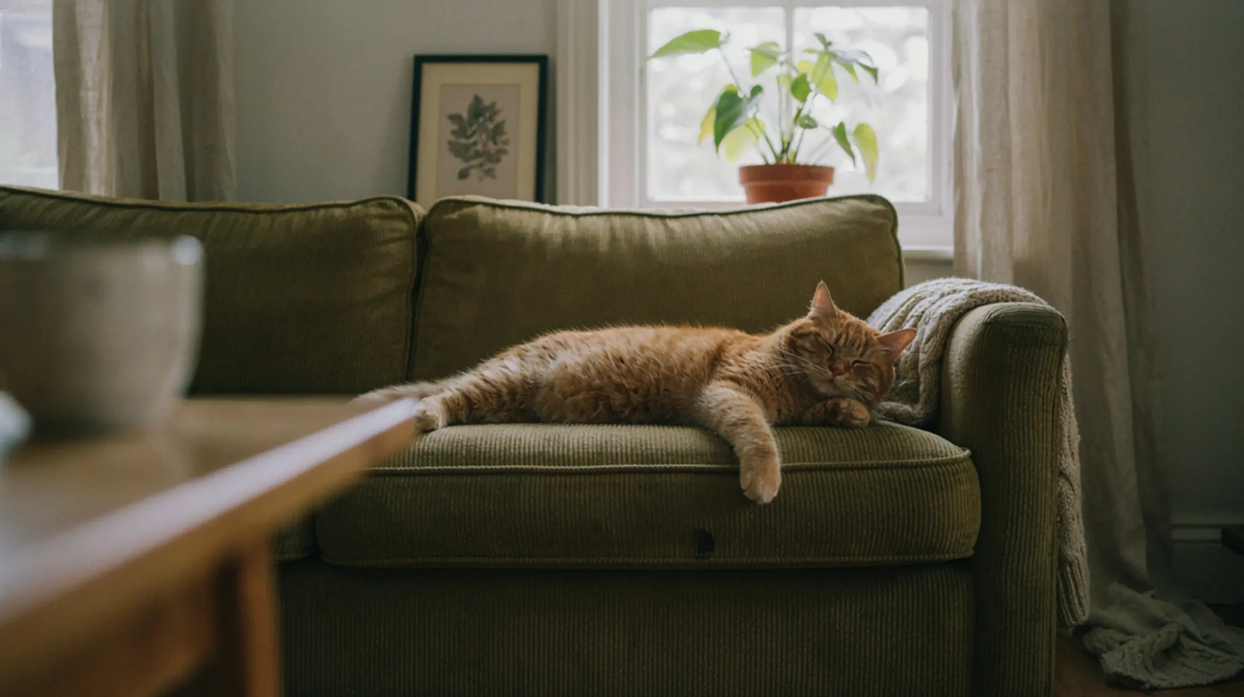 chat sur un canapé