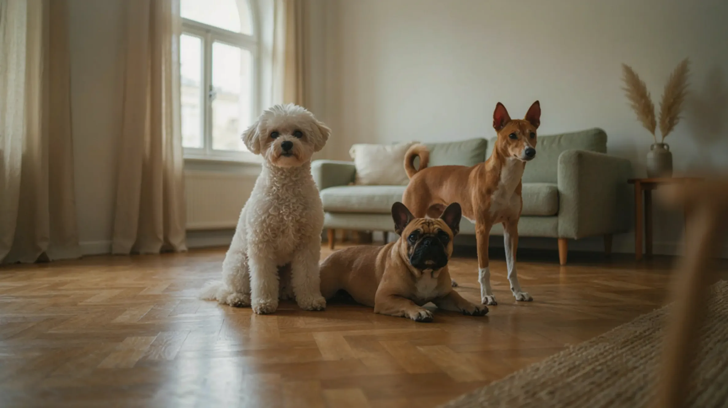 3 chiens sur un canapé