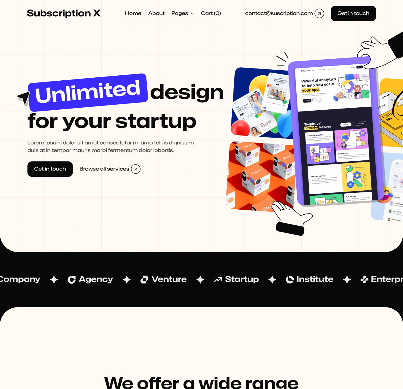 Subscription X - Home V1 Hero Page Unlimited Design Agency Webflow Template