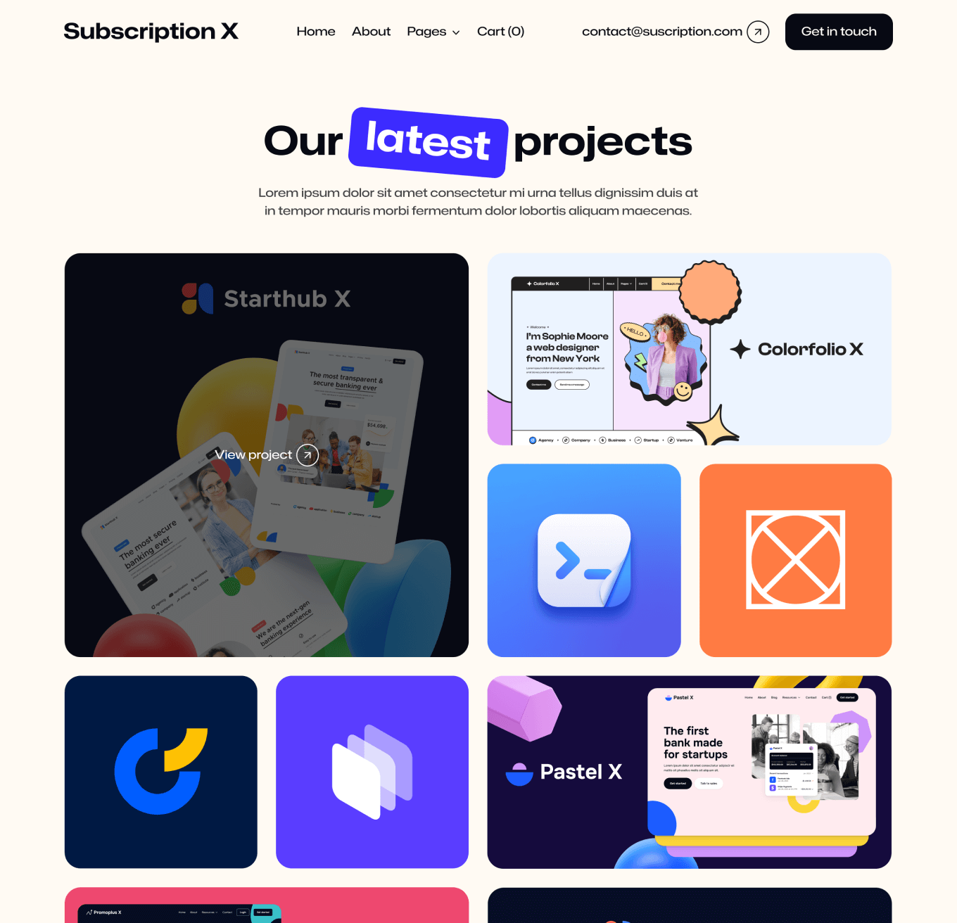 Subscription X - Portfolio Hero Page Unlimited Design Agency Webflow Template