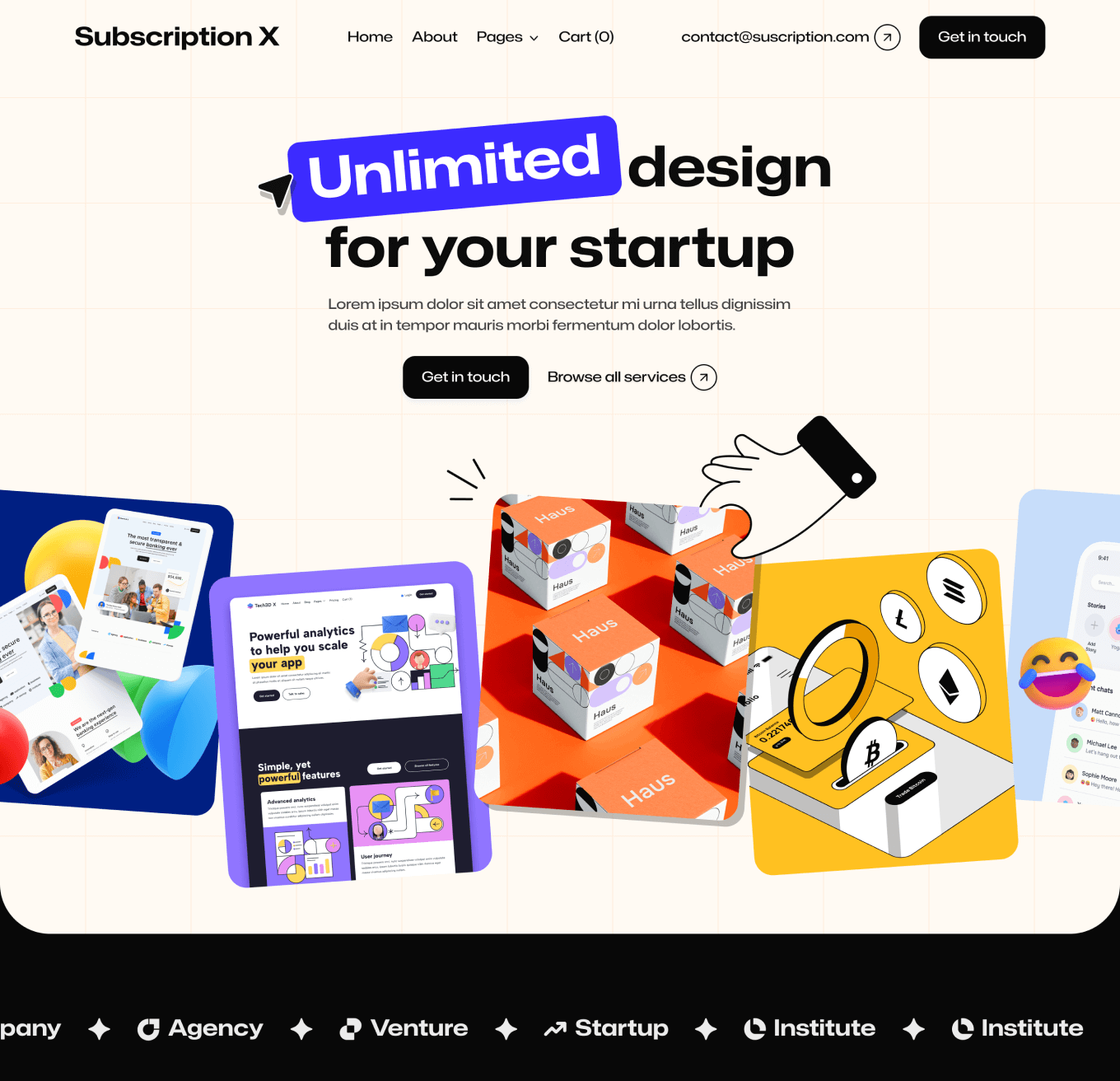 Subscription X - Home V2 Hero Page Unlimited Design Agency Webflow Template