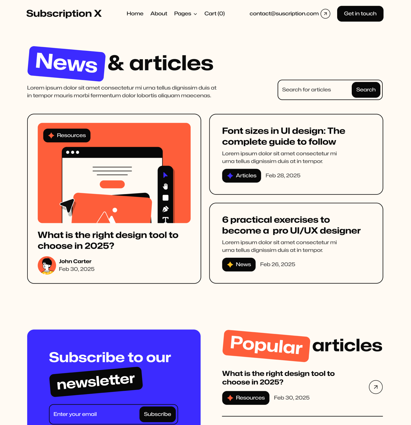 Subscription X - Blog V2 Main Page Unlimited Design Agency Webflow Template