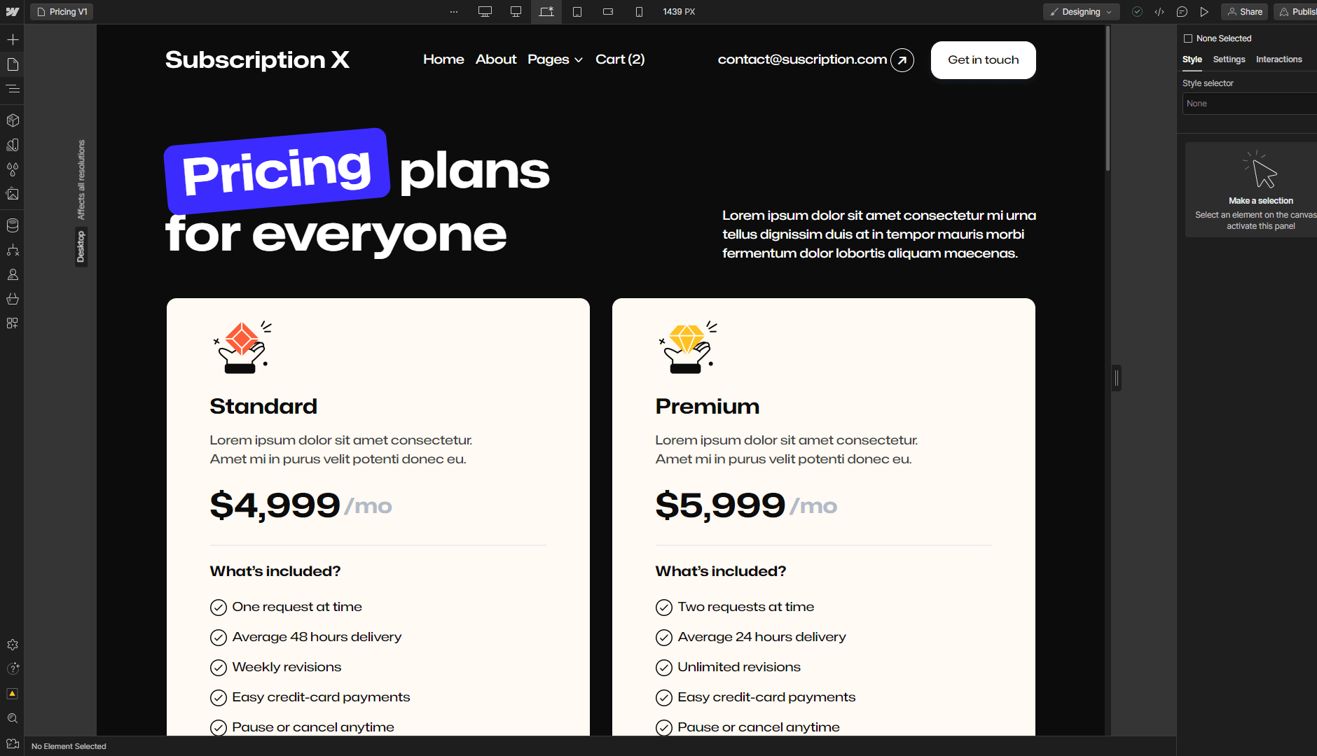 Ecommerce - Subscription X Webflow Template