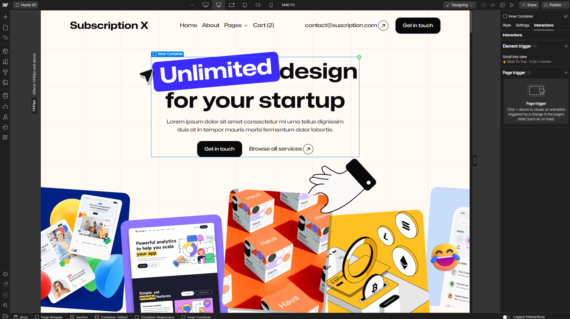 Subscription X - Webflow Template And UI Kit Animations
