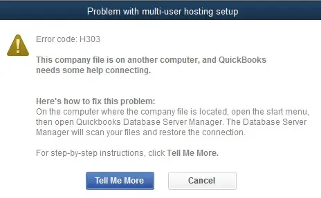 QB Error Code H303 Popup