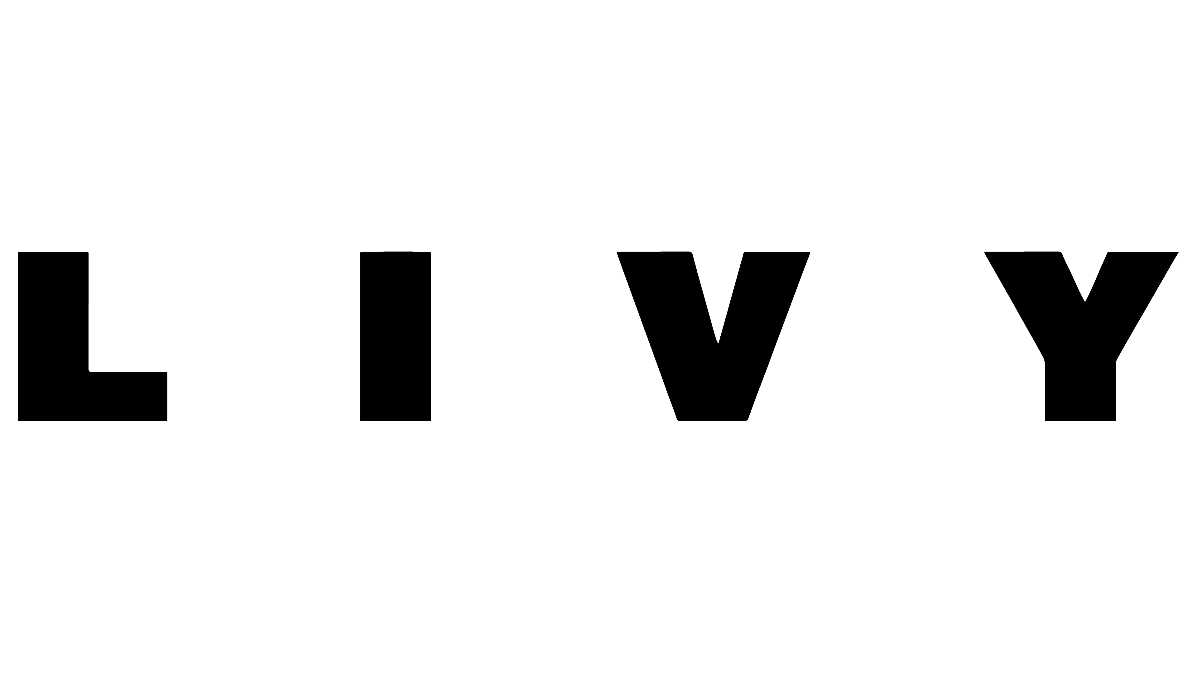 Black uppercase letters spelling LIVY on a transparent background.