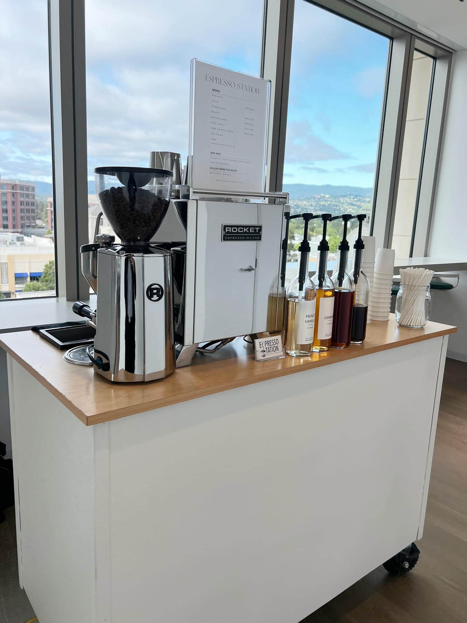 Espresso Station coffee cart in corporate office downtown San Francisco.