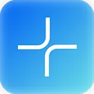 White plus icon on a blue gradient rounded square background.