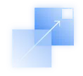 Icon of two overlapping blue squares with an arrow pointing from the bottom-left square to the top-right square, symbolizing resizing or scaling.