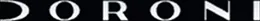 Doroni wordmark, white letterform on black background