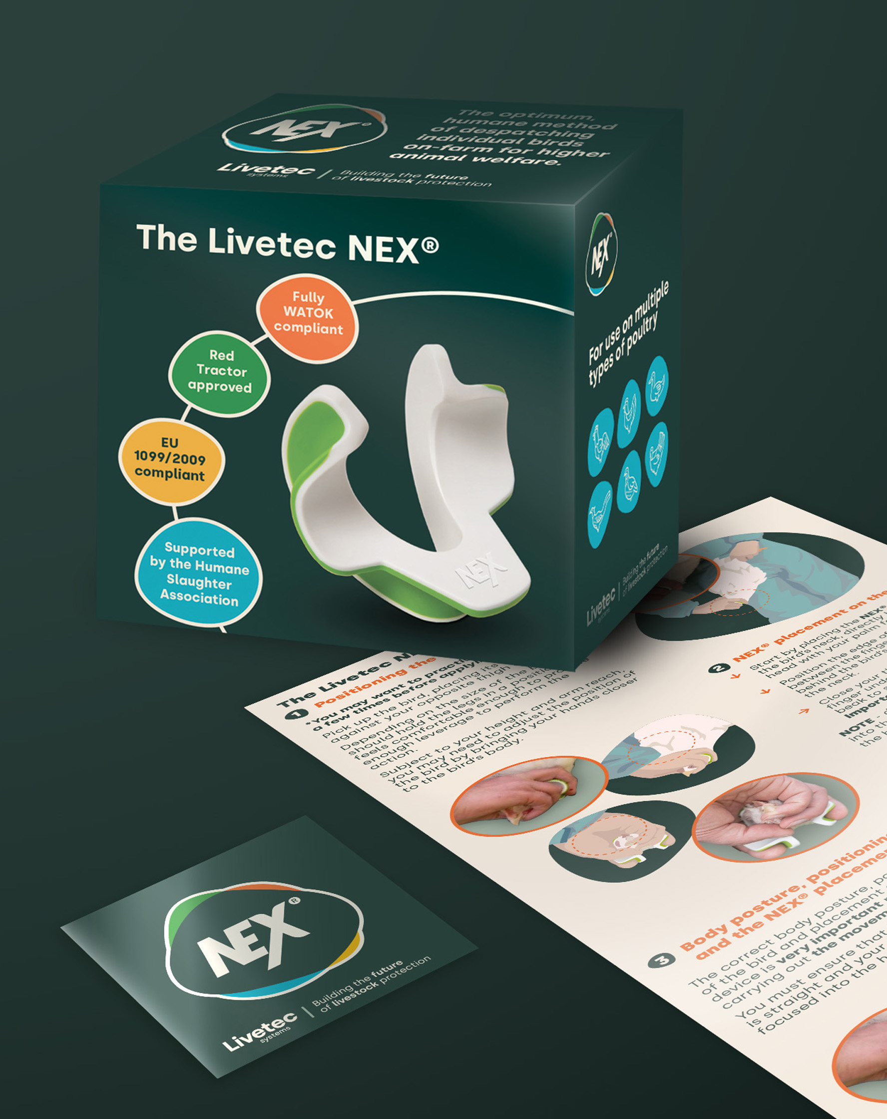 Product packaging design by Made for Livetec Systems, including box and printed instruction and safety leaflets