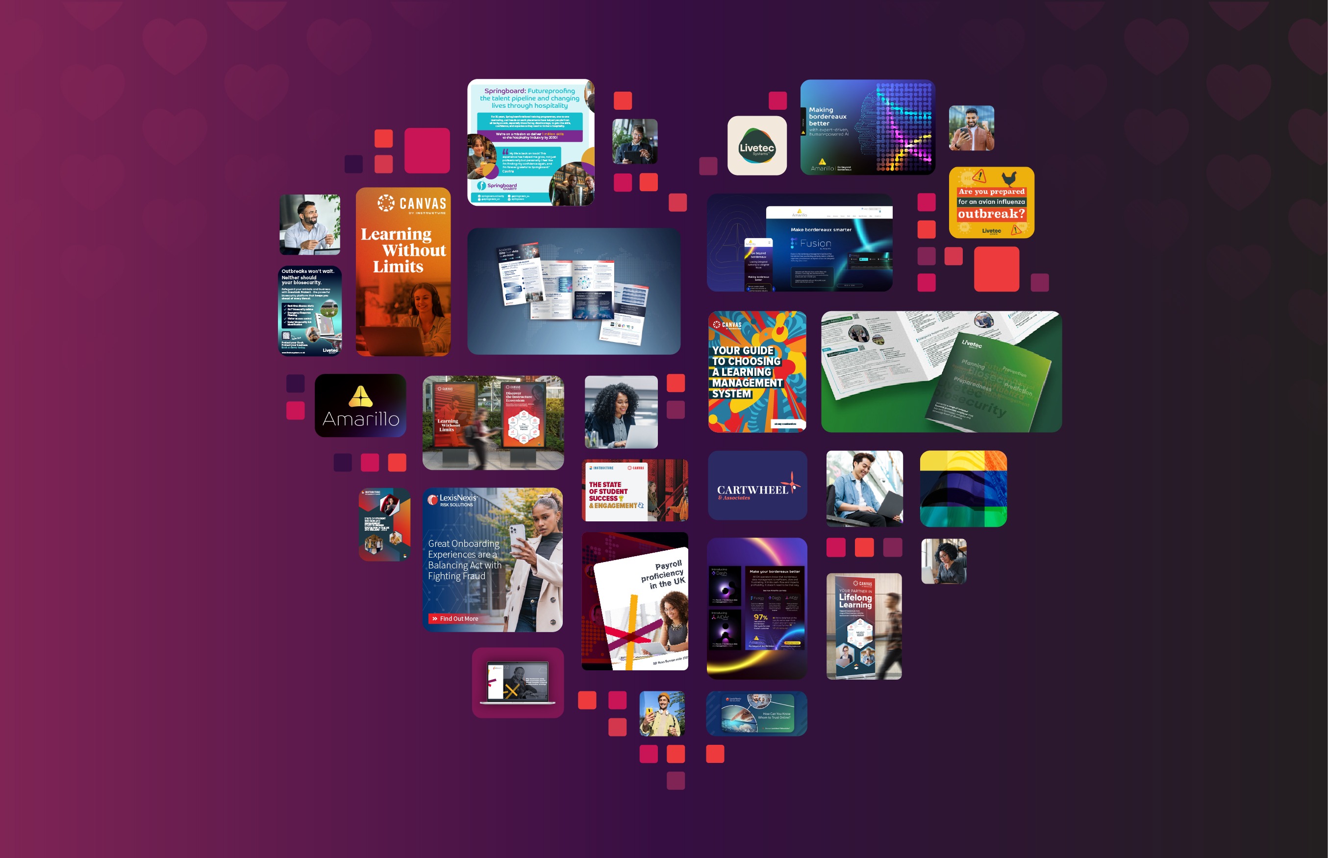 Heart shape collage of Made.Agency visual creative work