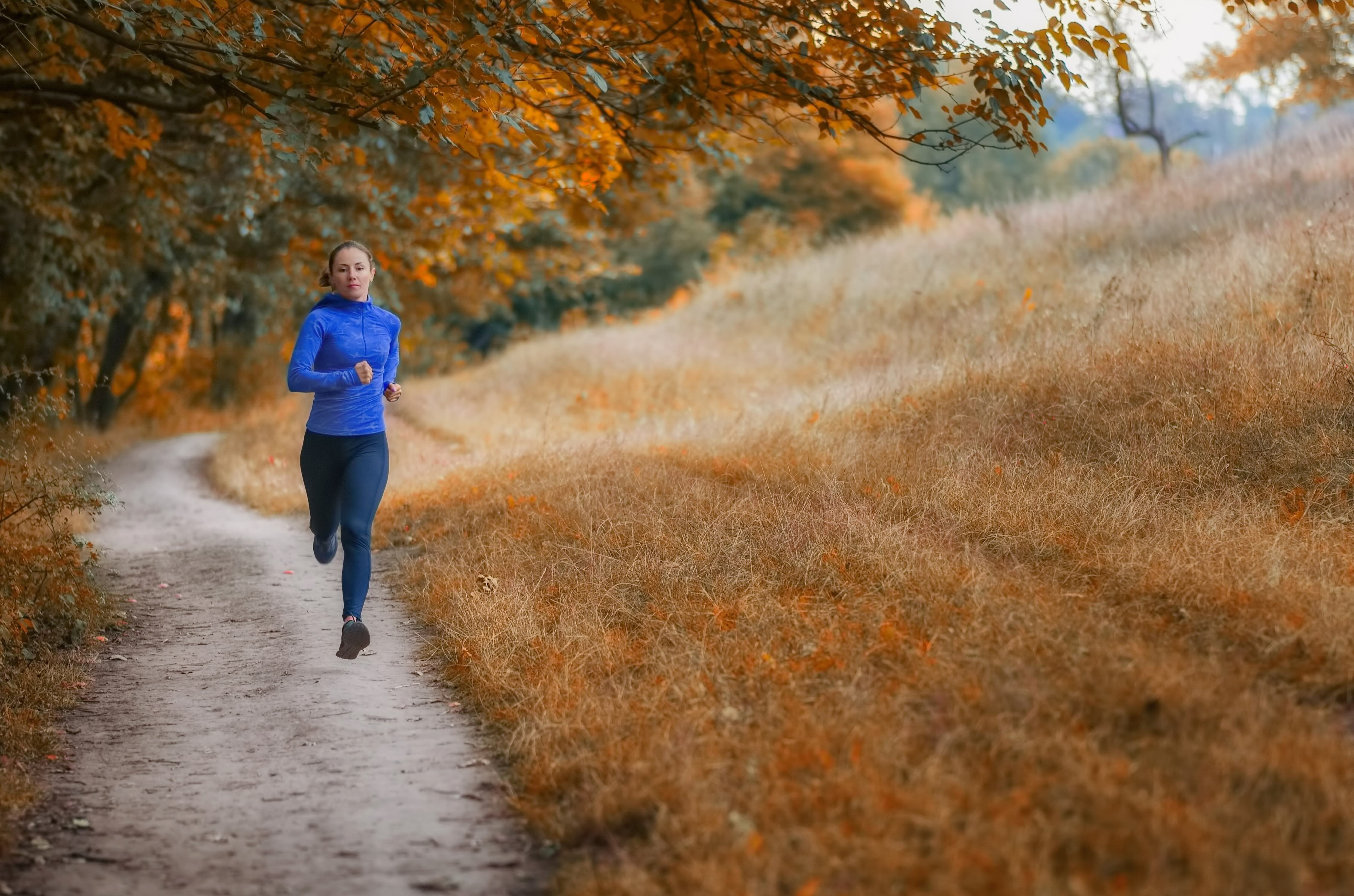 Runner jogging along a countryside trail