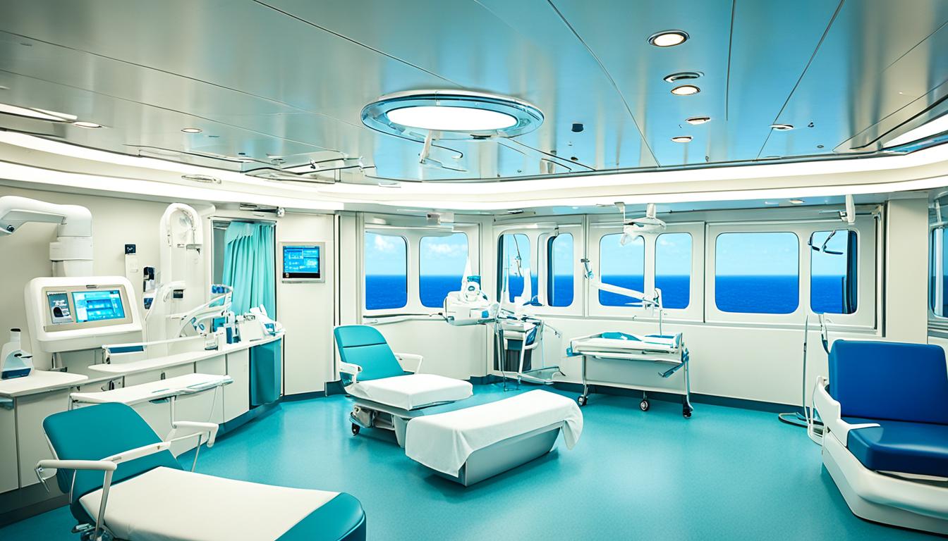 Cruise ship medical centre with treatment beds
