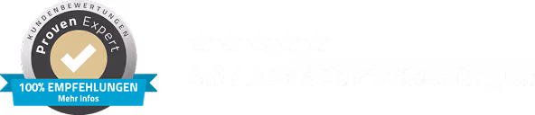 Bewertungssiegel mit dem Text ‚Proven Expert‘, ‚100% Empfehlungen‘ sowie 4,9 von 5 Sternen aus über 359 Bewertungen.
