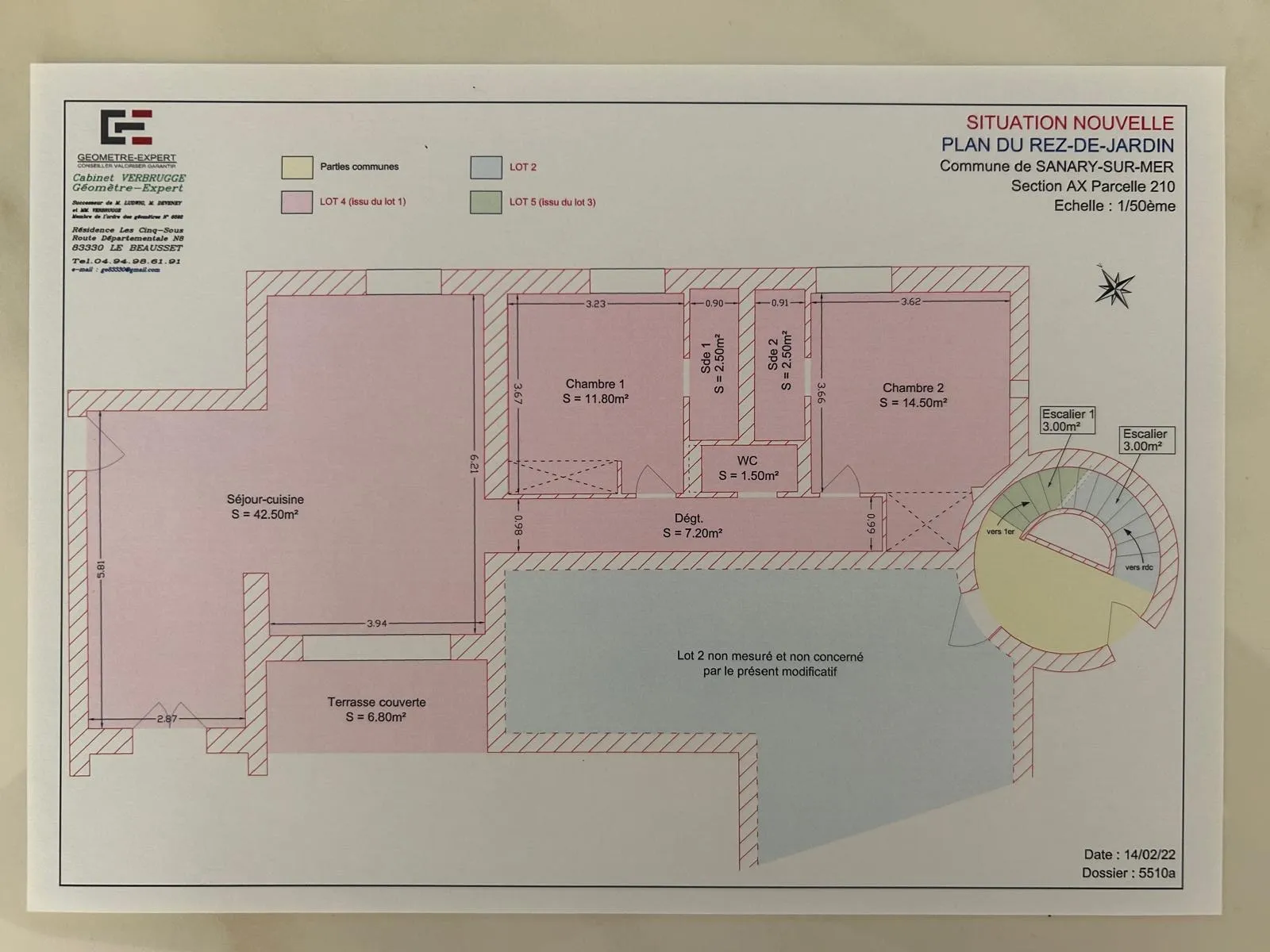 Plan de l'appartement (Niveau Rez de jardin)