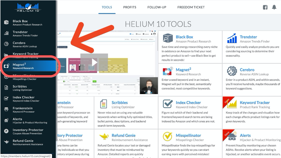 Keyword Recherche Tool: Magnet von HELIUM 10