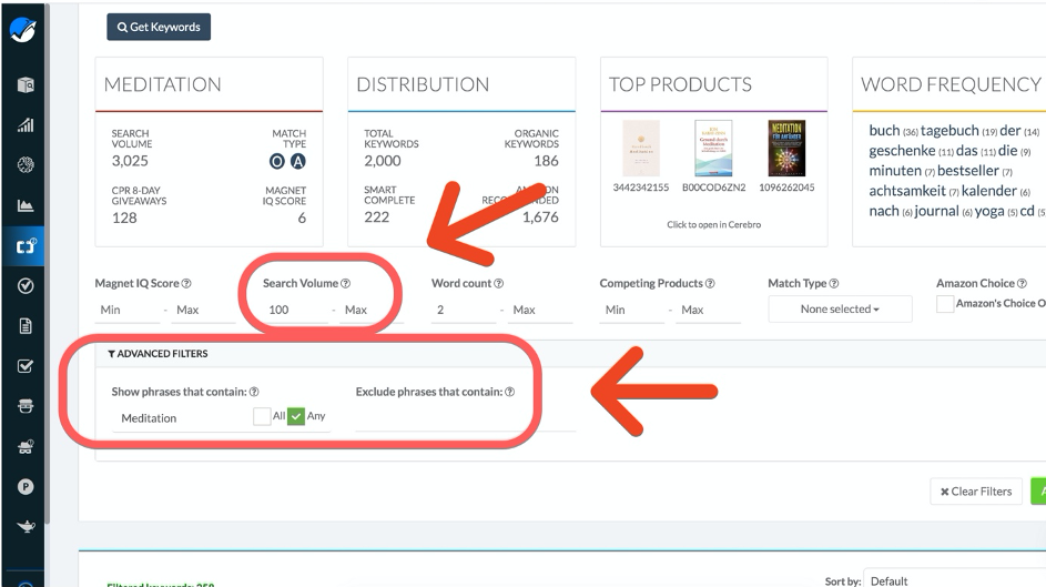 Suchvolumen und Hauptkeywords